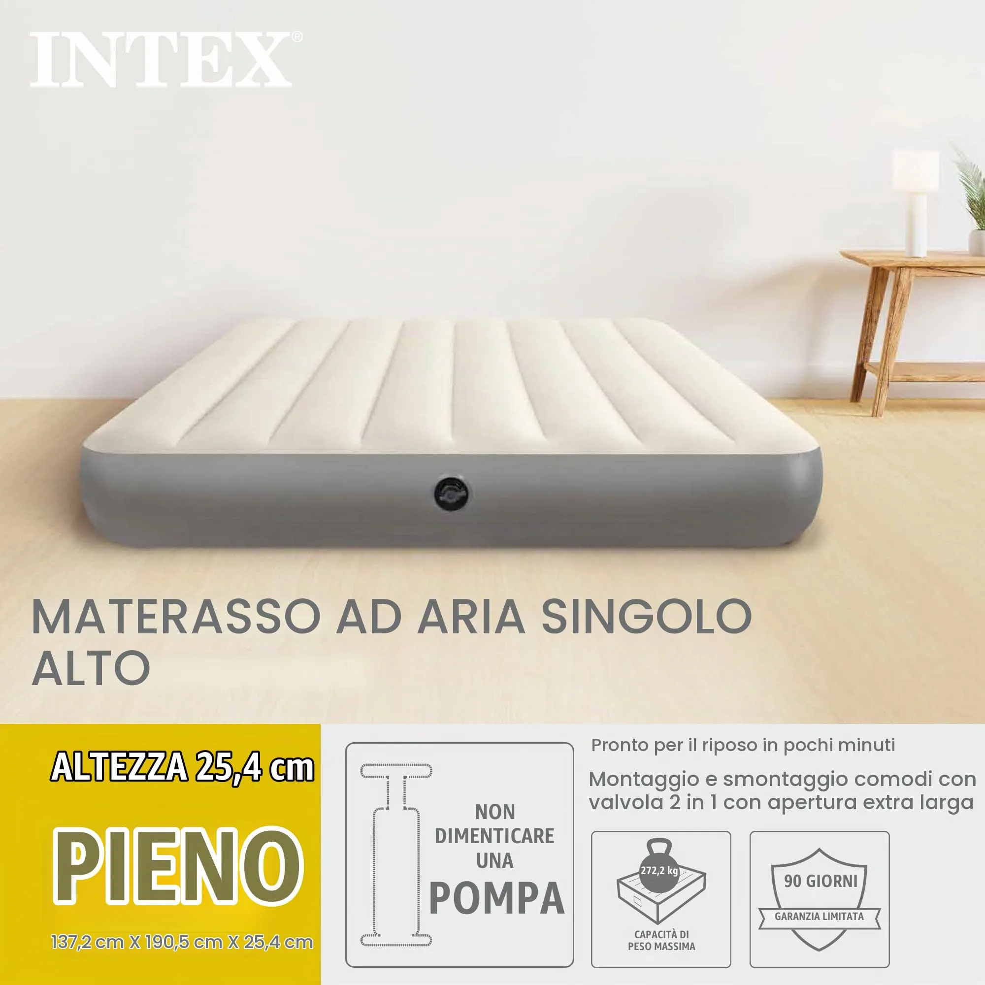 Intex 64102E Dura-Beam Materasso ad aria matrimoniale, Fiber-Tech, altezza 25,4 cm - immagine 3