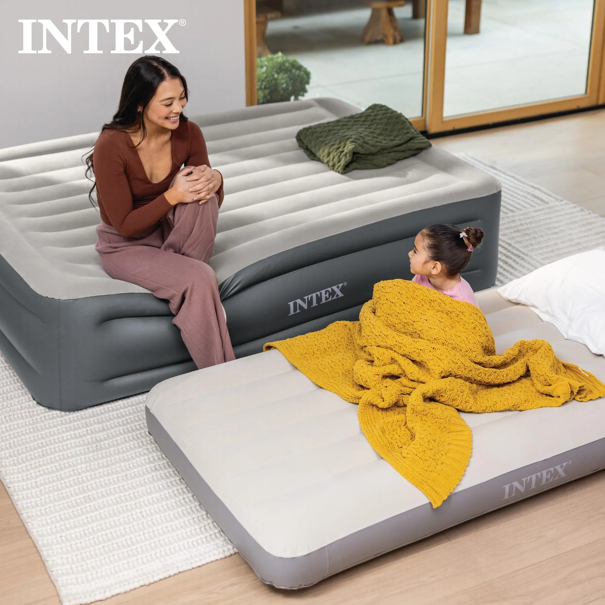 Intex 64102E Dura-Beam Materasso ad aria matrimoniale, Fiber-Tech, altezza 25,4 cm - immagine 9