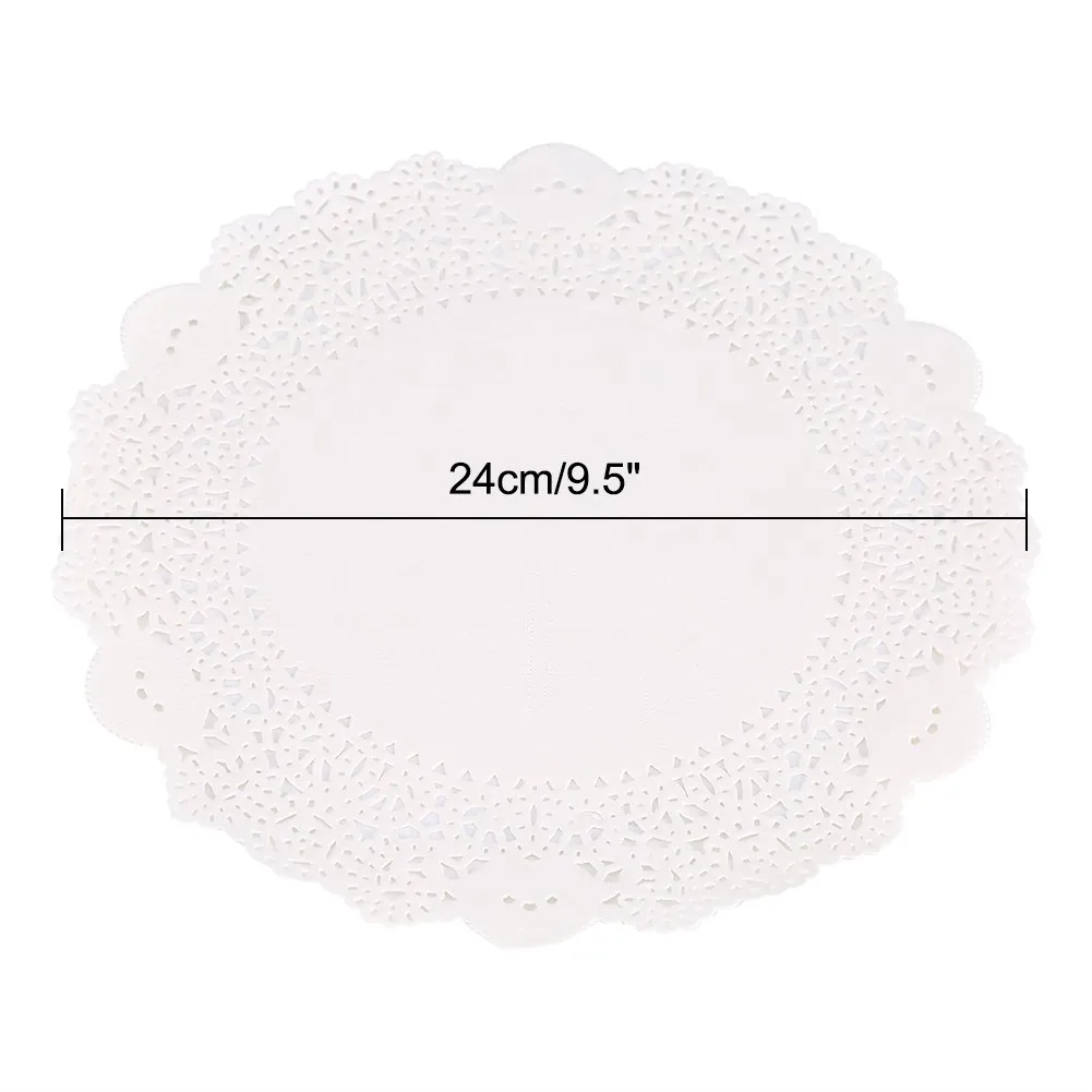 Tyenaza Centrini di Carta Pizzo Bianchi, 180 Pezzi, 9.5'' - immagine 2