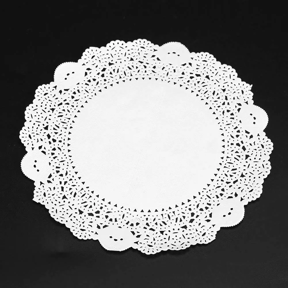 Tyenaza Centrini di Carta Pizzo Bianchi, 180 Pezzi, 9.5'' - immagine 7