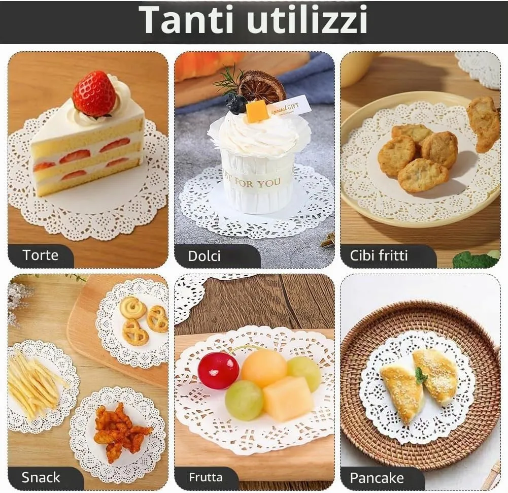 Tyenaza Centrini di Carta Pizzo Bianchi, 180 Pezzi, 10.5'' - immagine 7