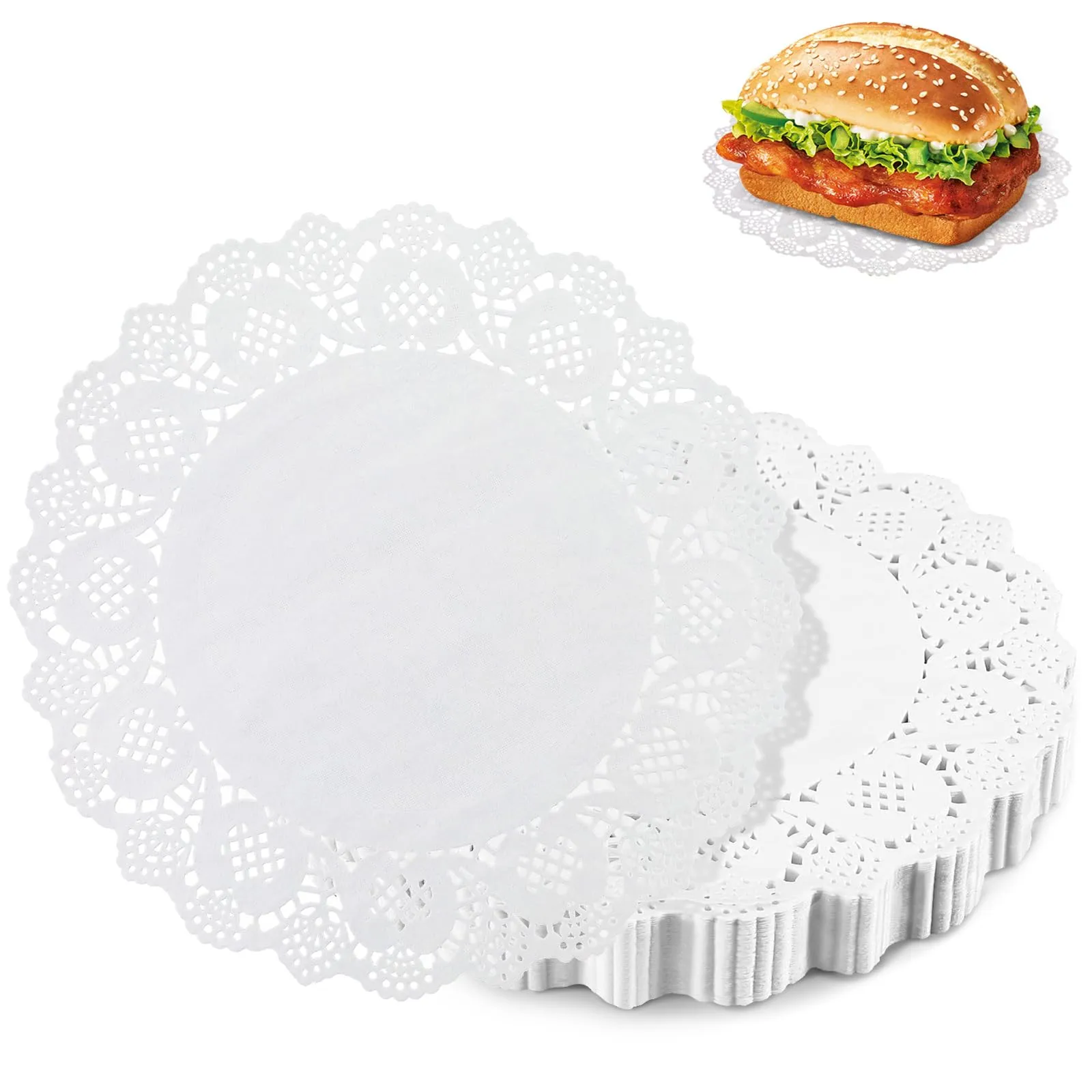 LELE LIFE 200 centrini di carta rotondi, 16 cm, bianchi - immagine 1