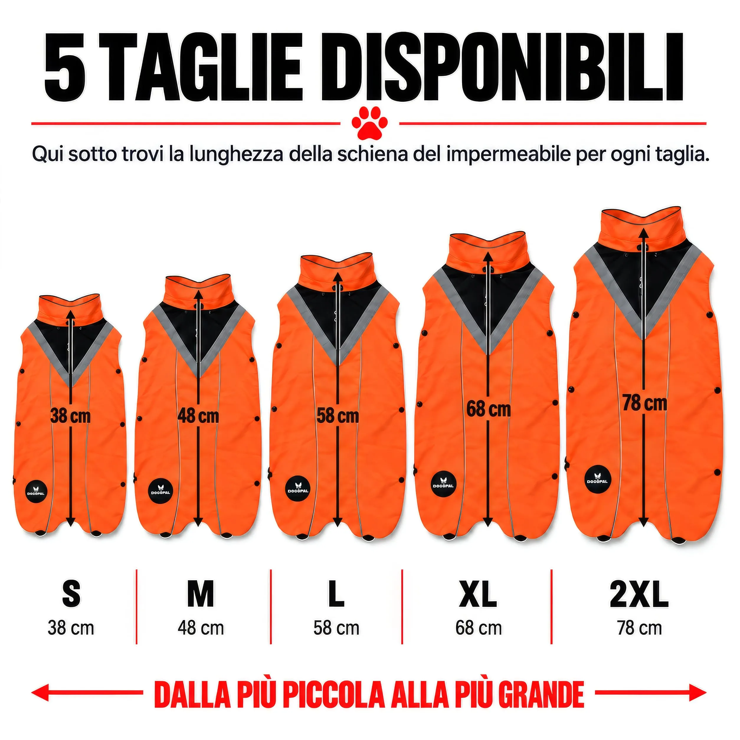 DOGOPAL Cappotto Impermeabile per Cani 2in1 All Weather con Fodera in Pile Rimovibile e Dettagli Riflettenti (Arancione, XL) - immagine 5
