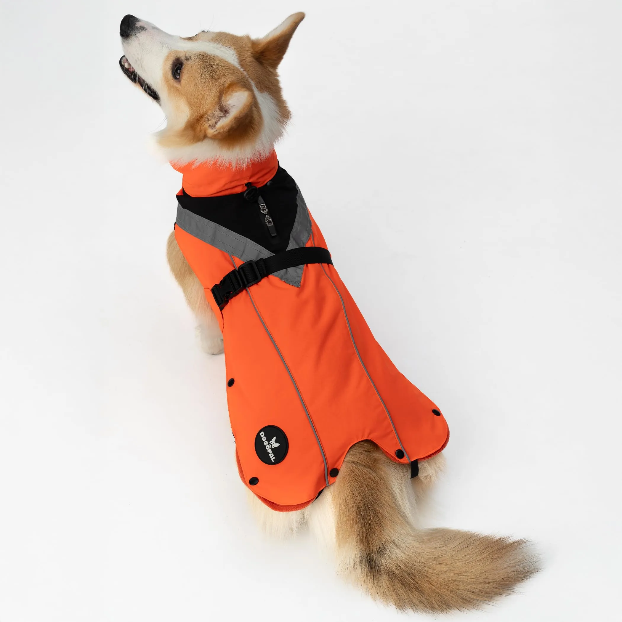 DOGOPAL Cappotto Impermeabile per Cani 2in1 All Weather con Fodera in Pile Rimovibile e Dettagli Riflettenti (Arancione, XL) - immagine 11
