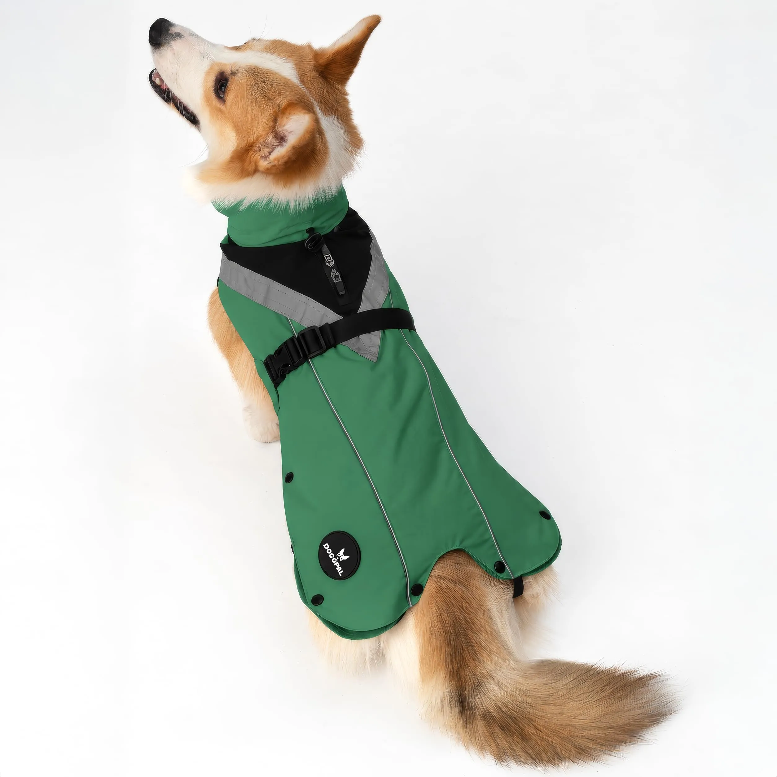 DOGOPAL Cappotto per cani 2 in 1 impermeabile con pile rimovibile, verde, XL - immagine 11