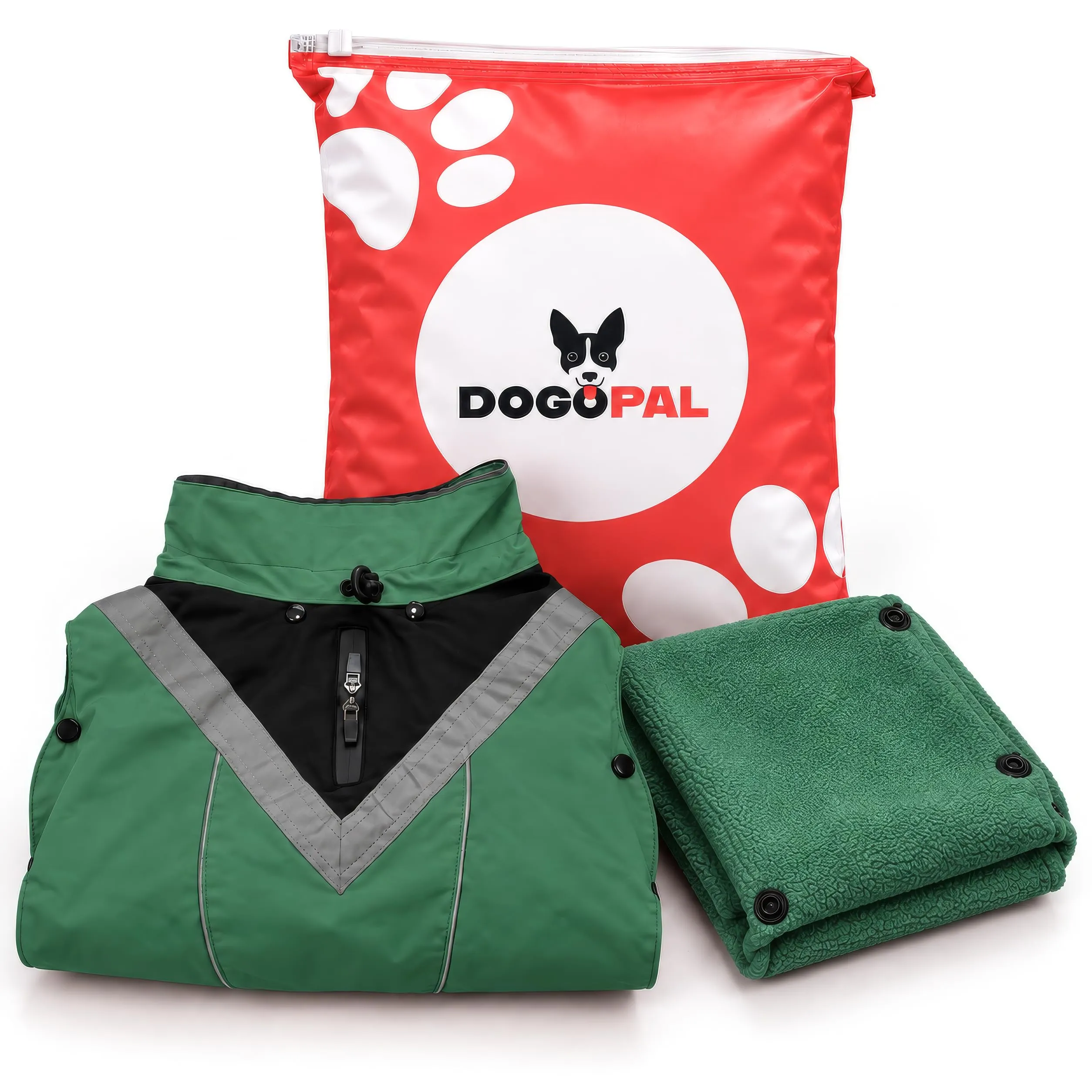 DOGOPAL Cappotto impermeabile per cani 2 in 1 con pile rimovibile, Verde, S - immagine 10