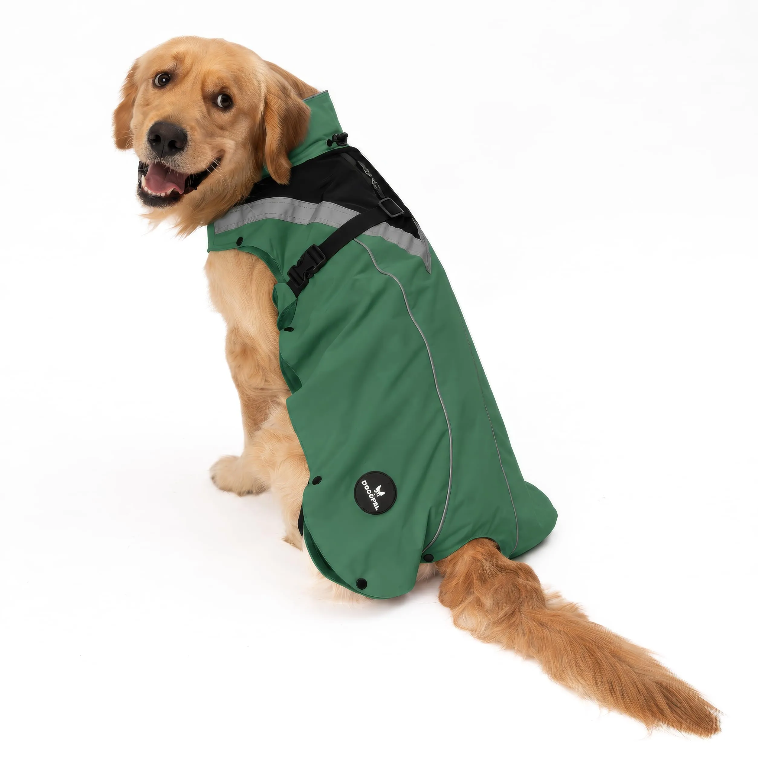 DOGOPAL Cappotto impermeabile per cani 2 in 1 con pile rimovibile, Verde, S - immagine 14