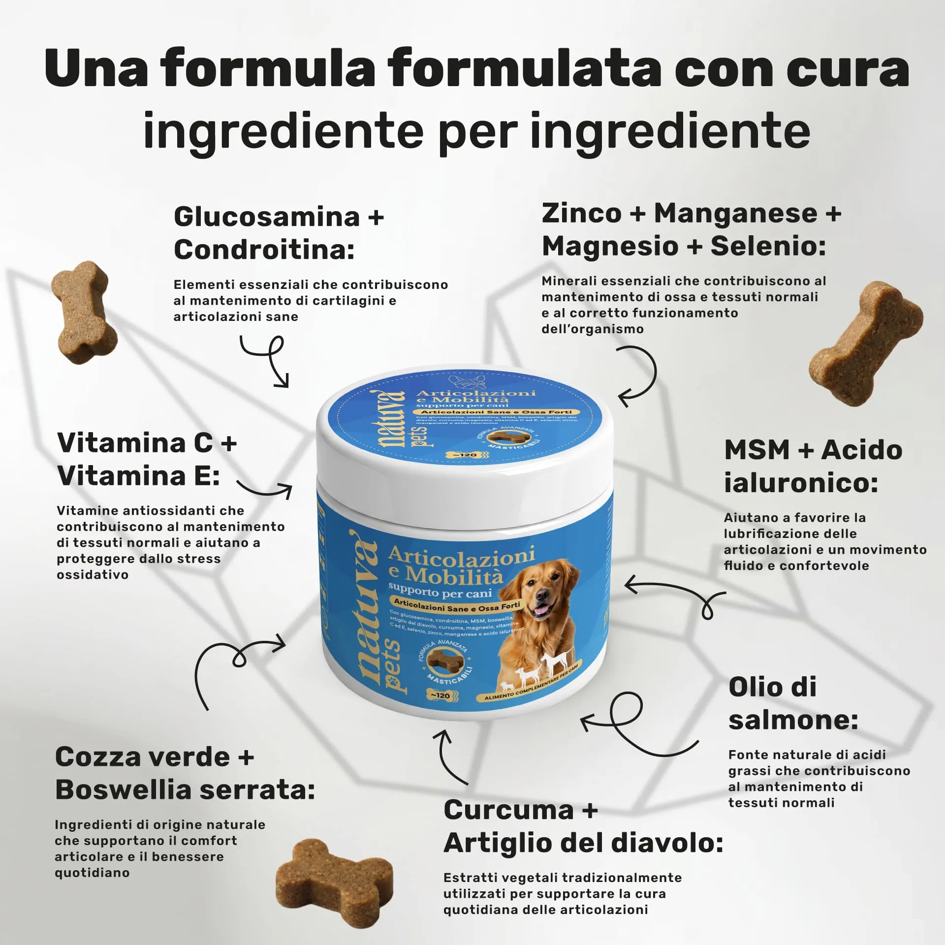 Natuva Pets Integratore Articolazioni Cane - 120 Masticabili Naturali Joint Care - immagine 3