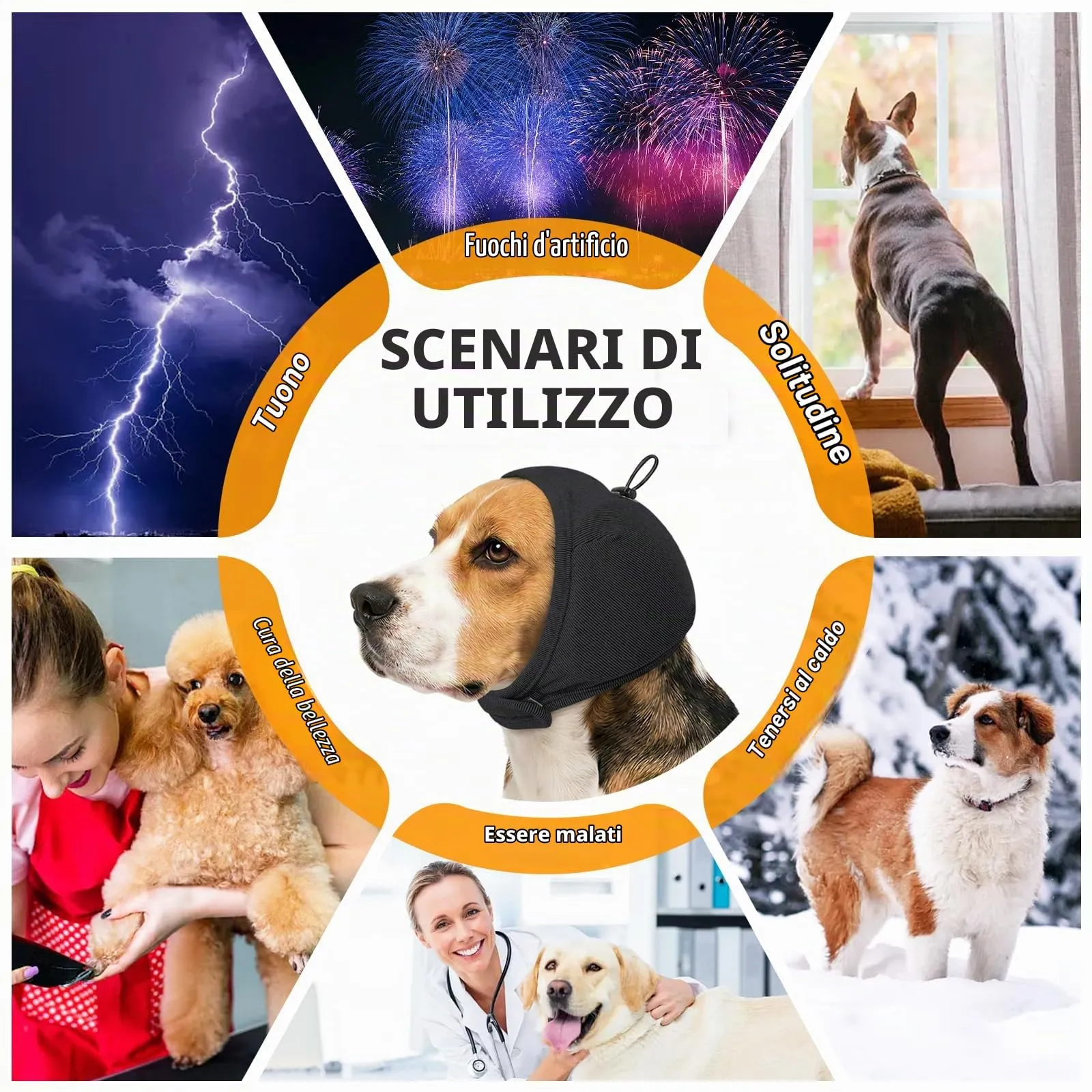 Duuclume Paraorecchie Calmanti per Cani, Copertura Regolabile Anti-ansia (Black, L) - immagine 8