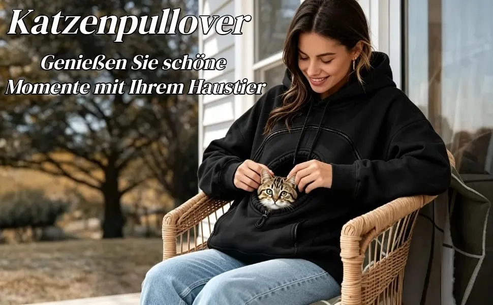Generico Felpa con Cappuccio e Tasca per Gatti e Piccoli Cani, XL, Argento - immagine 7