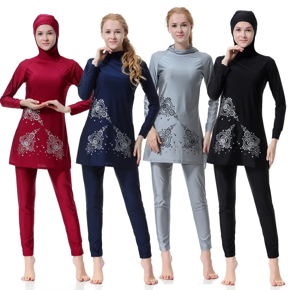 WOWDECOR Burkini Costume da Bagno Musulmano per Donne e Ragazze, Copertura Completa, 3 Pezzi - immagine 7