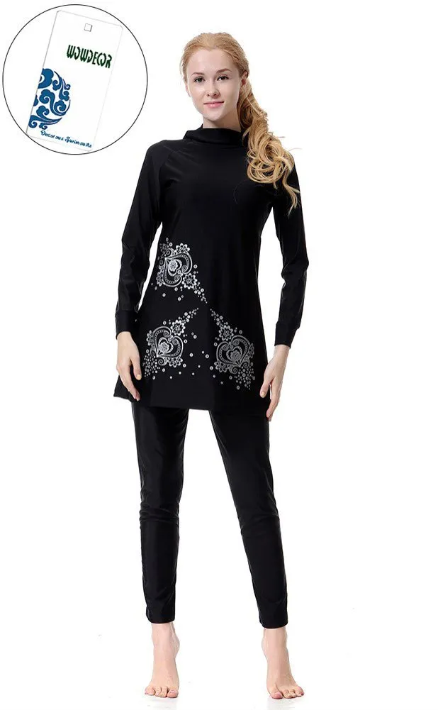 WOWDECOR Burkini Costume da Bagno Musulmano per Donne e Ragazze Copertura Completa - immagine 4