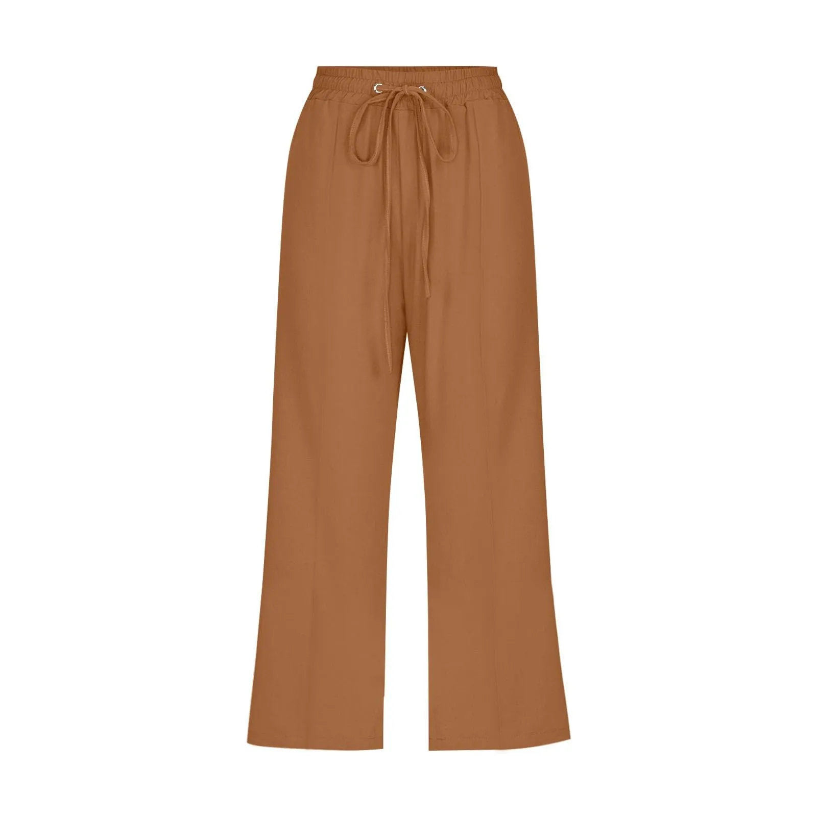 HEONSATI Donna Pantaloni Pinocchietto 3/4 in Cotone e Lino Casual Sportivi con Coulisse Regolabile - immagine 3