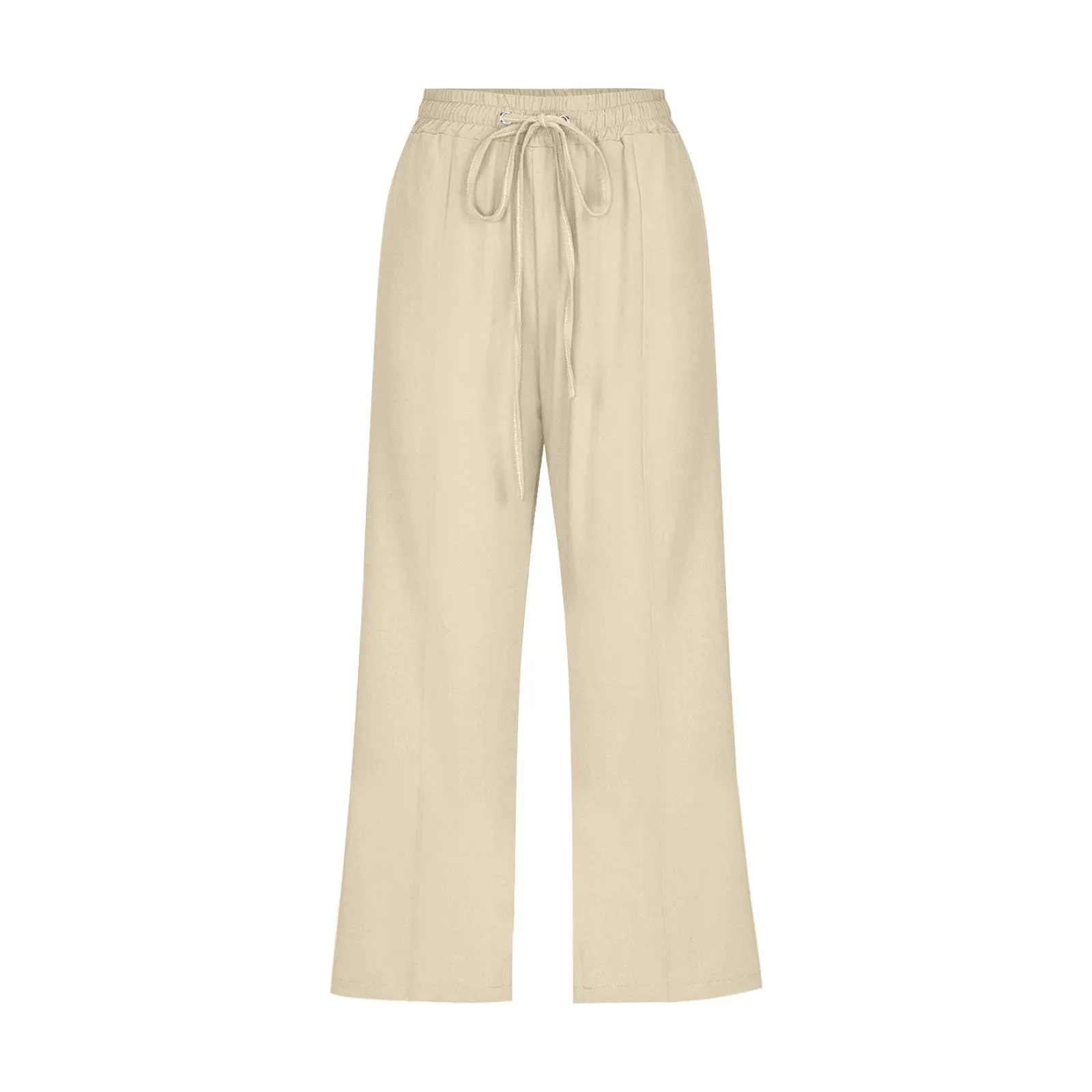 HEONSATI Donna Pantaloni Pinocchietto Estivi Casual in Cotone e Lino 3/4 Capri Larghi con Coulisse Regolabile - immagine 3