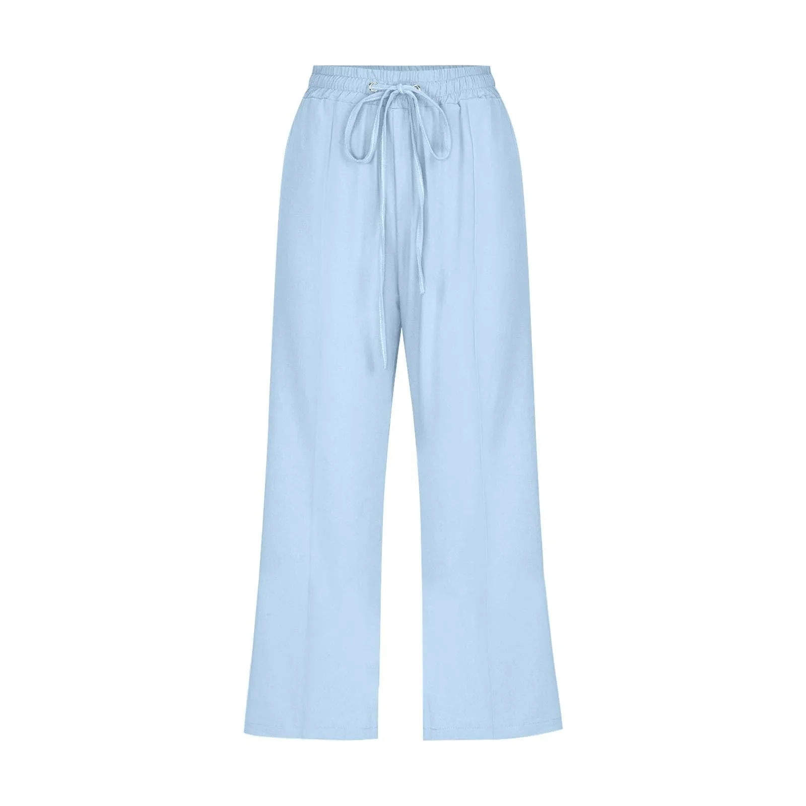 HEONSATI Donna Pantaloni Pinocchietto Estivi in Cotone e Lino 3/4 Casual Capri con Coulisse Regolabile - immagine 3