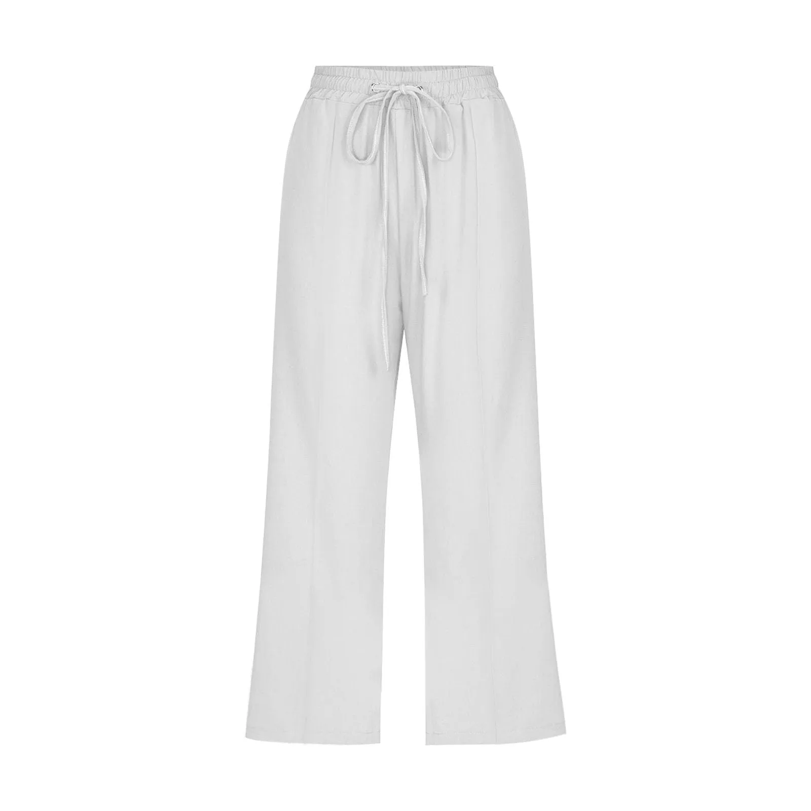 HEONSATI Donna Pantaloni Pinocchietto Estivi Casual in Cotone e Lino 3/4 Capri Bermuda Larghi con Coulisse Regolabile - immagine 3