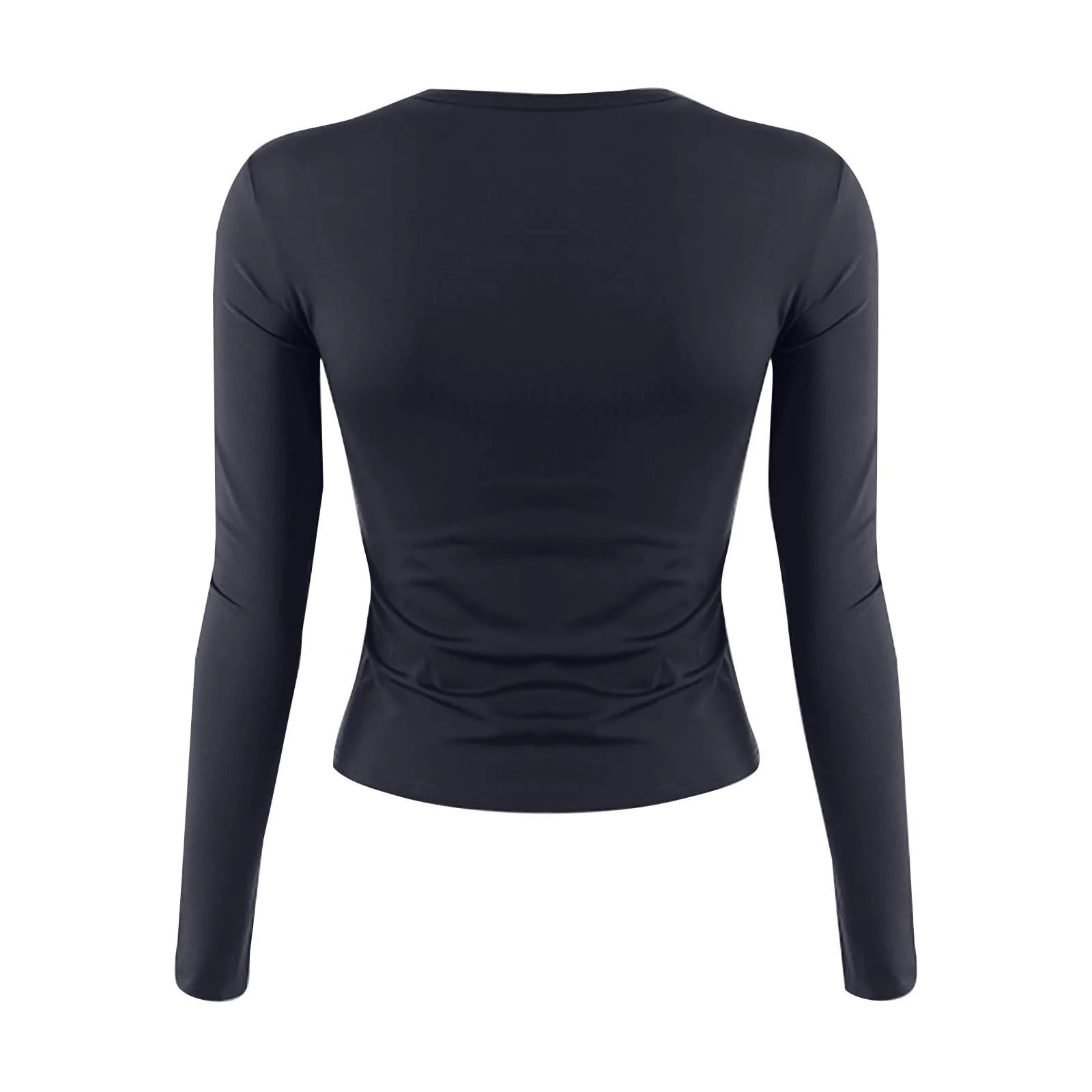 MOKBAY Maglioncino Donna Slim Fit Manica Lunga Crop Top Tinta Unita L - immagine 5