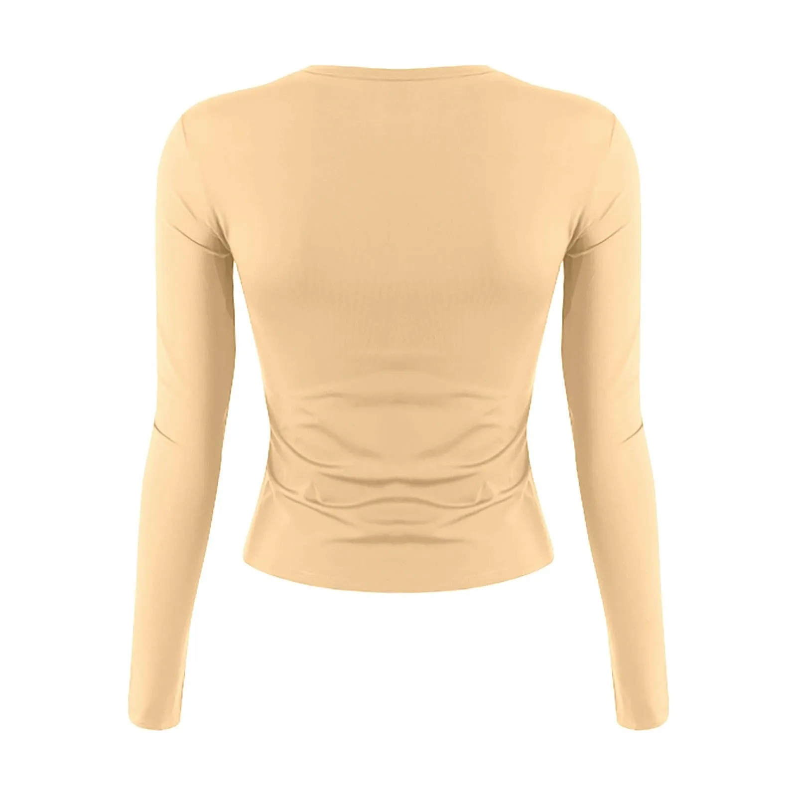 MOKBAY Maglietta Donna Aderente Manica Lunga Tinta Unita Slim Fit Crop Top XL - immagine 5