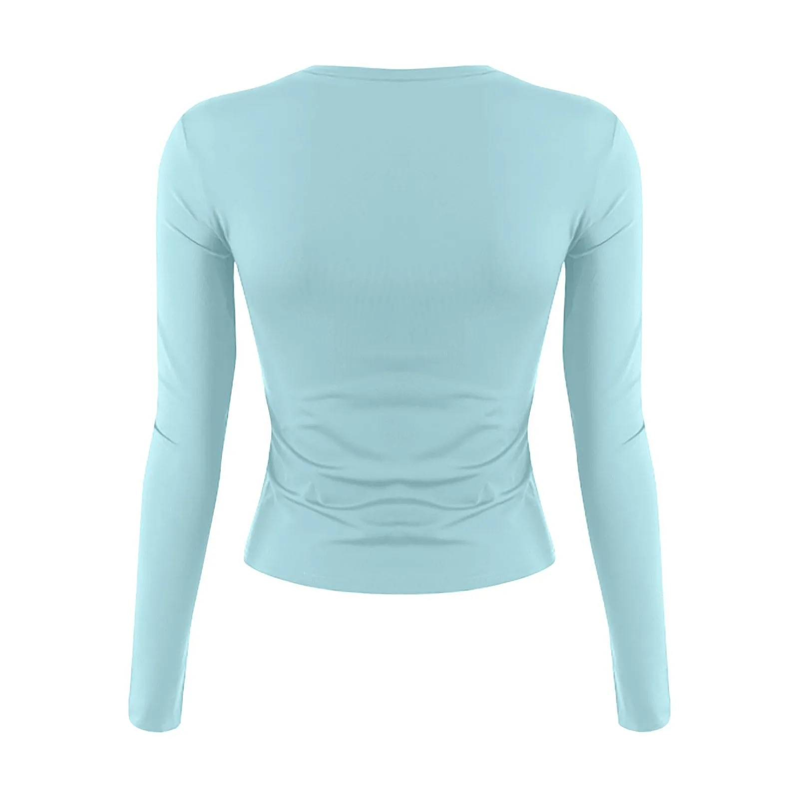 MOKBAY Maglia Manica Lunga Donna Slim Fit Tinta Unita Rosso L - immagine 5