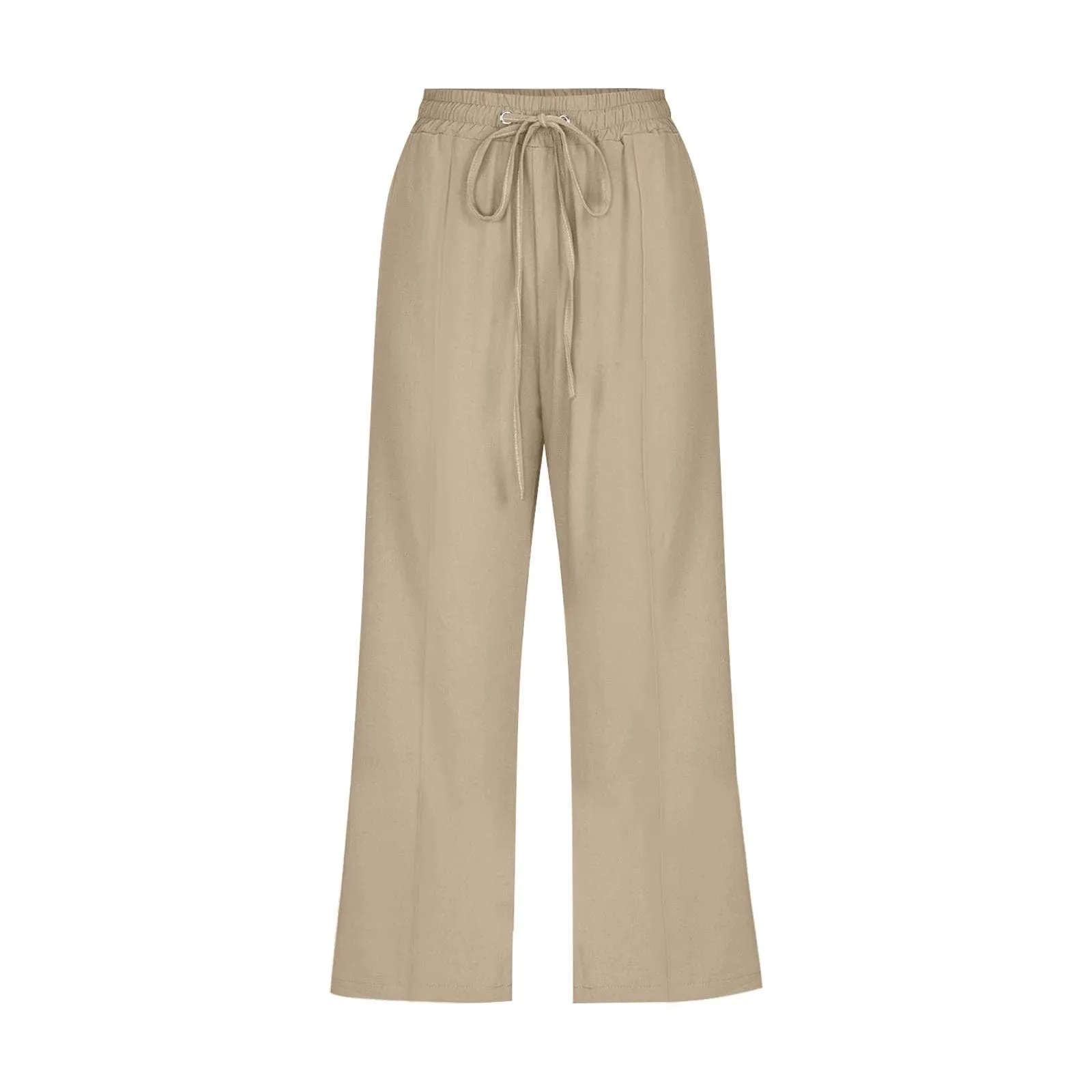 HEONSATI Donna Pantaloni Pinocchietto 3/4 in Cotone e Lino Casual Estivi Capri Bermuda Larghi con Coulisse Regolabile - immagine 3