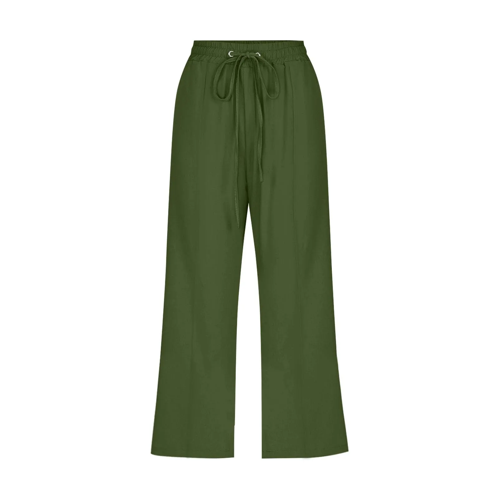 HEONSATI Donna Pantaloni Pinocchietto Estivi Casual in Cotone e Lino 3/4 Capri Bermuda Larghi con Coulisse Regolabile - immagine 3