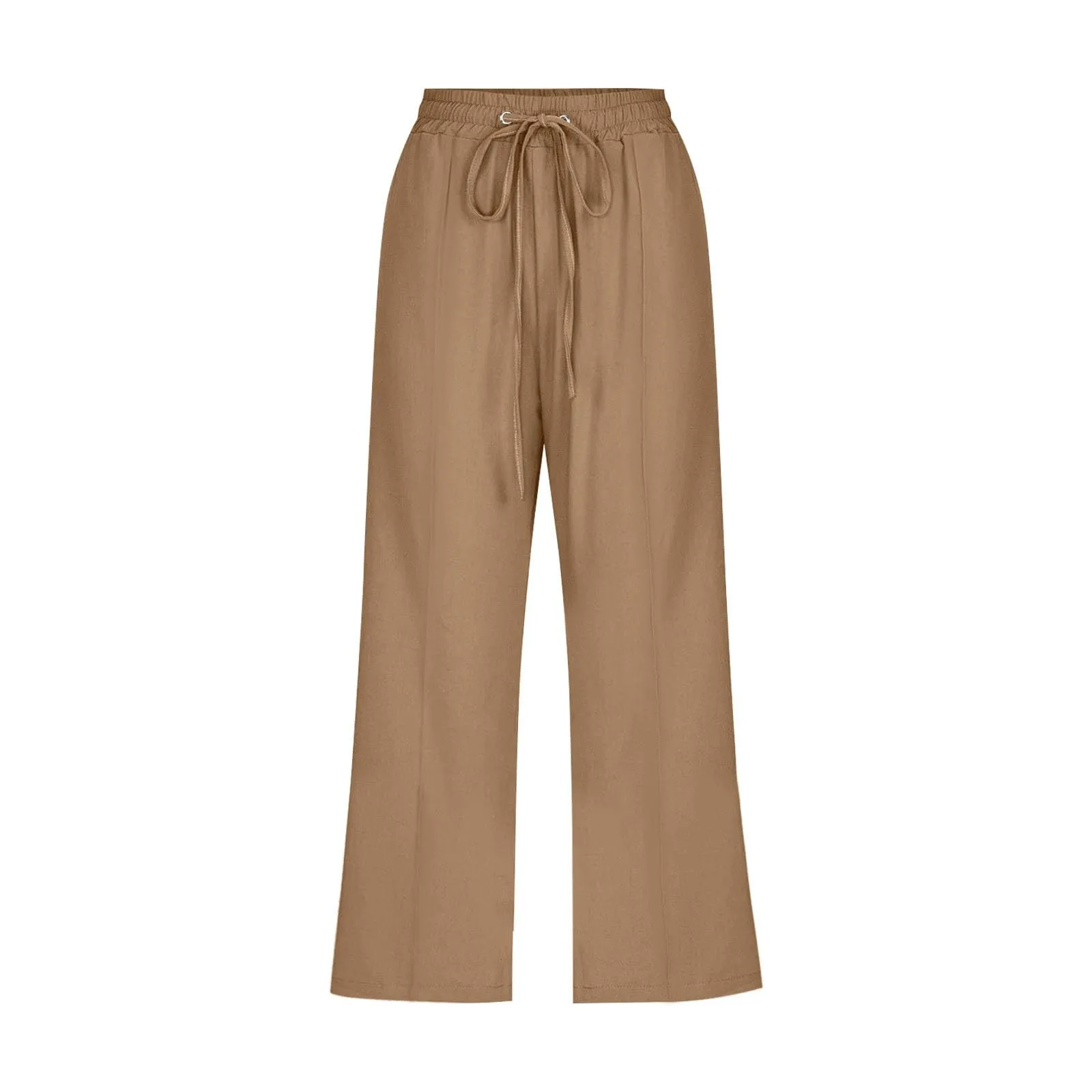 HEONSATI Donna Pantaloni Pinocchietto 3/4 in Cotone e Lino Casual Sportivi con Coulisse Regolabile - immagine 3