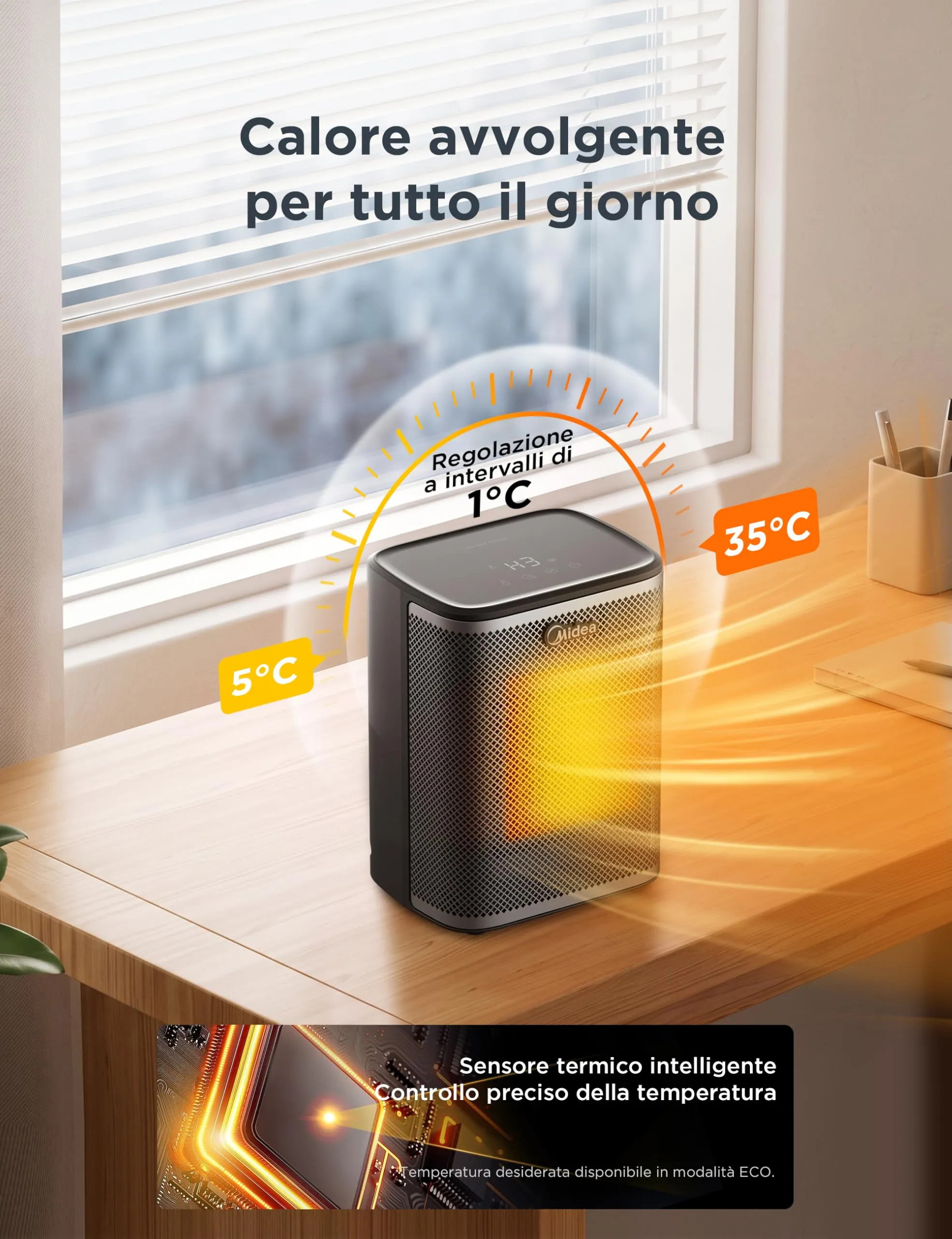 Midea MHF2010RDK Termoventilatore Ceramico PTC 2000W Eco - immagine 6