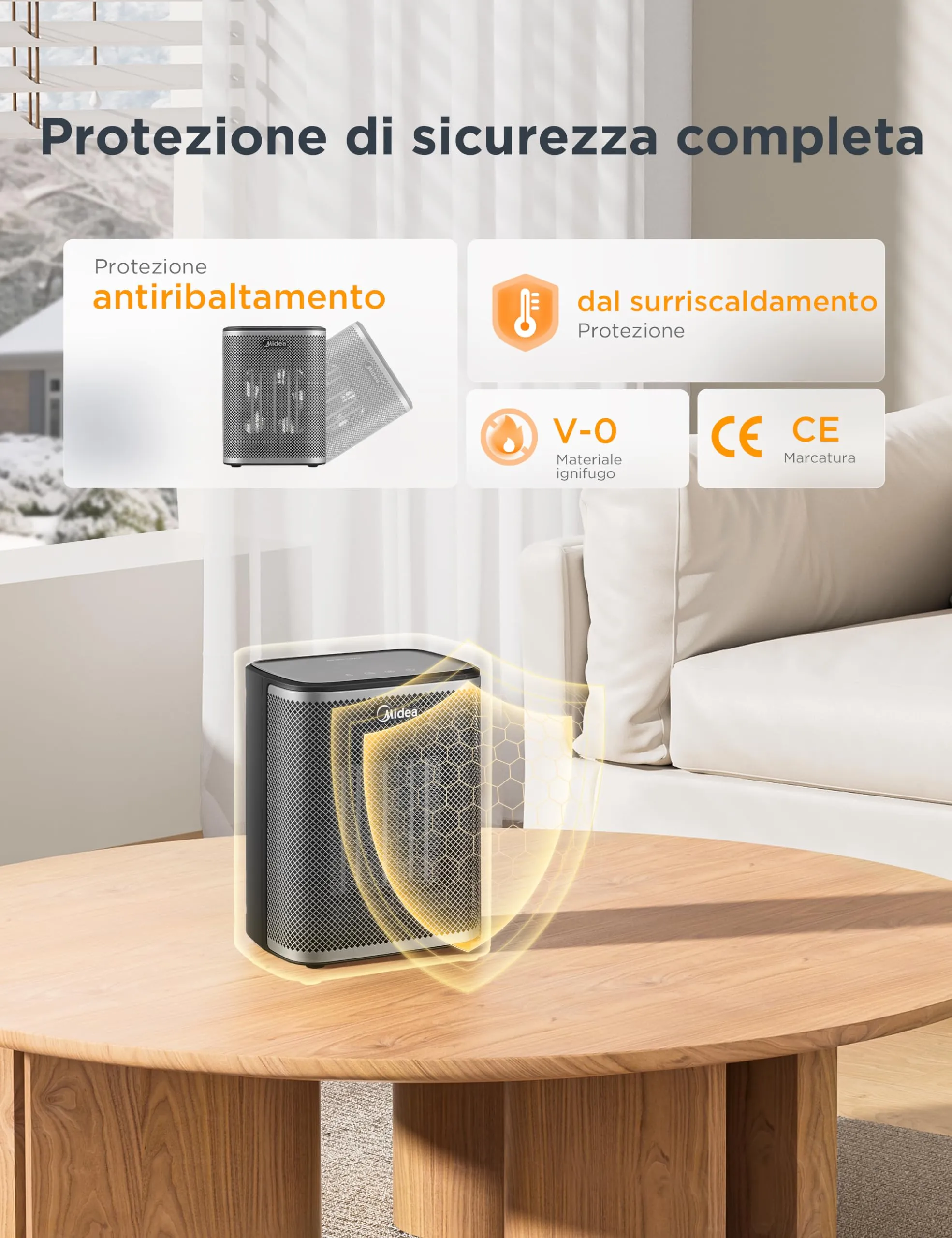 Midea MHF2010RDK Termoventilatore Ceramico PTC 2000W Eco - immagine 7