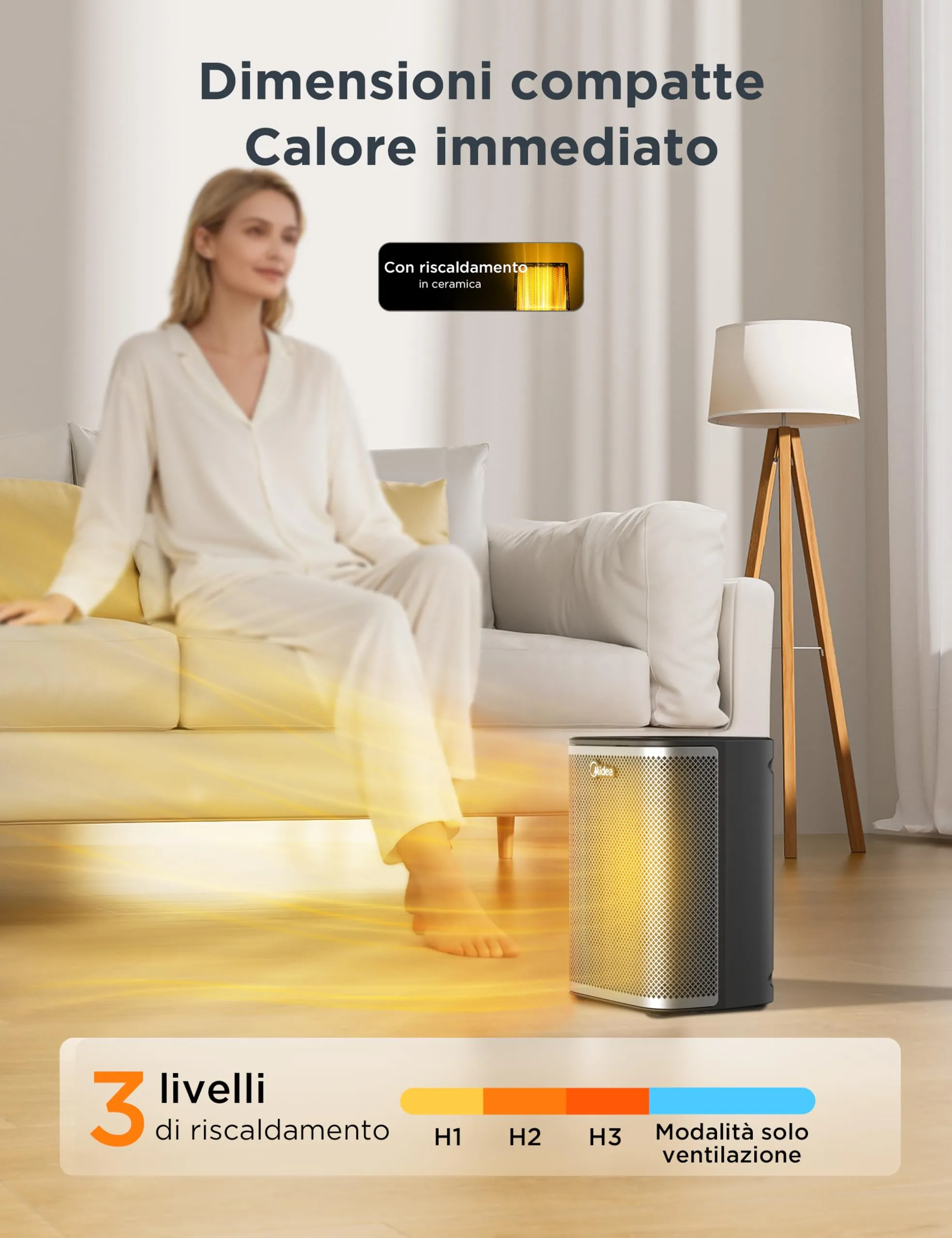 Midea MHF2010RDK Termoventilatore Ceramico PTC 2000W Eco - immagine 8