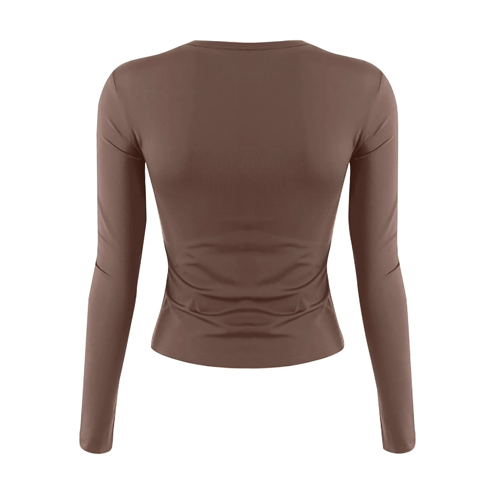 MOKBAY Maglia Invernale Donna Crop Top Maniche Lunghe Slim Fit Tinta Unita, L - immagine 5