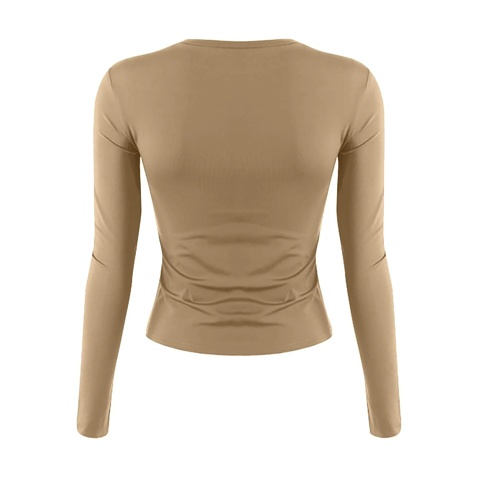 MOKBAY Maglia Donna Manica Lunga Slim Fit Tinta Unita Bianco S - immagine 4