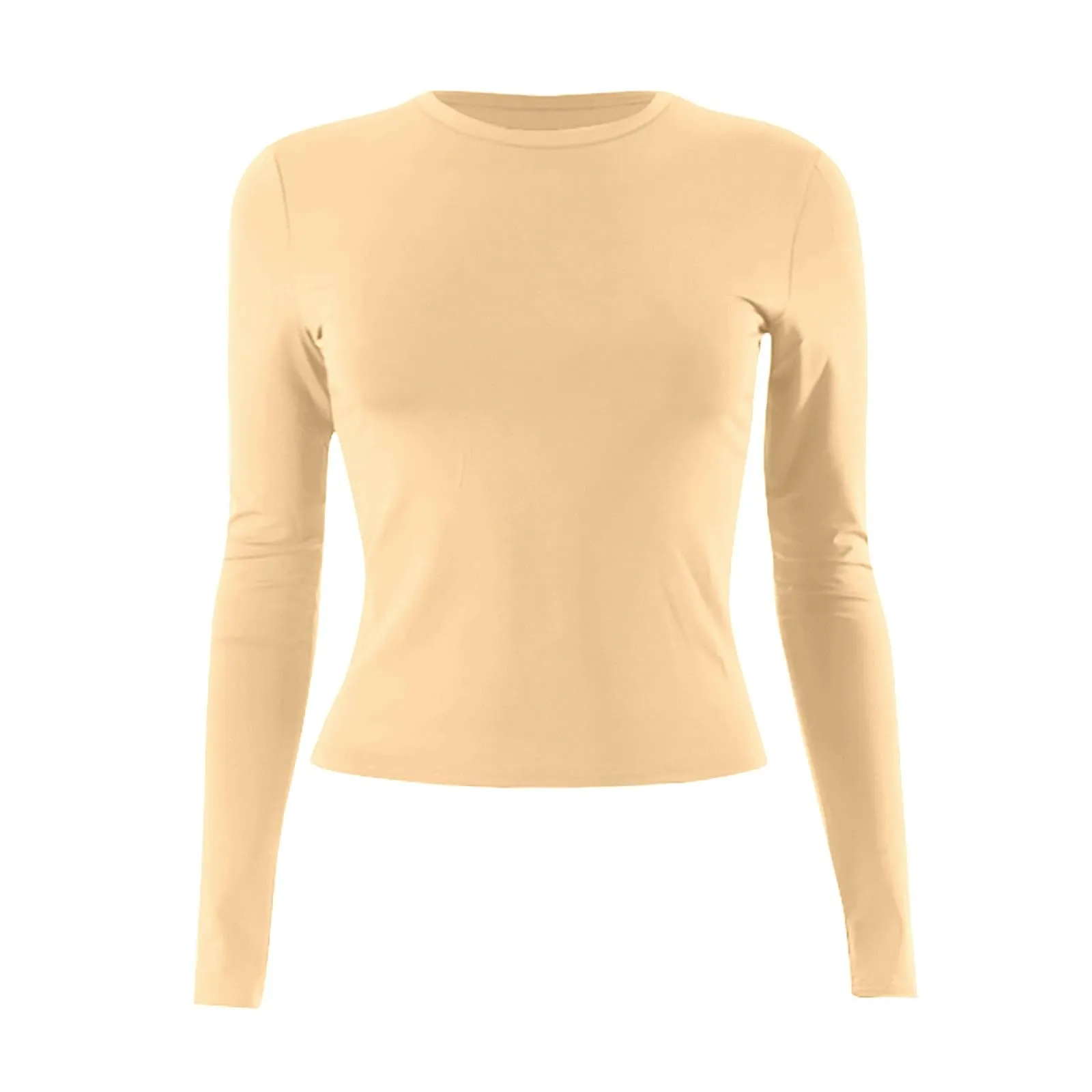 MOKBAY Maglia Donna Manica Lunga Slim Fit Tinta Unita Bianco L - immagine 4