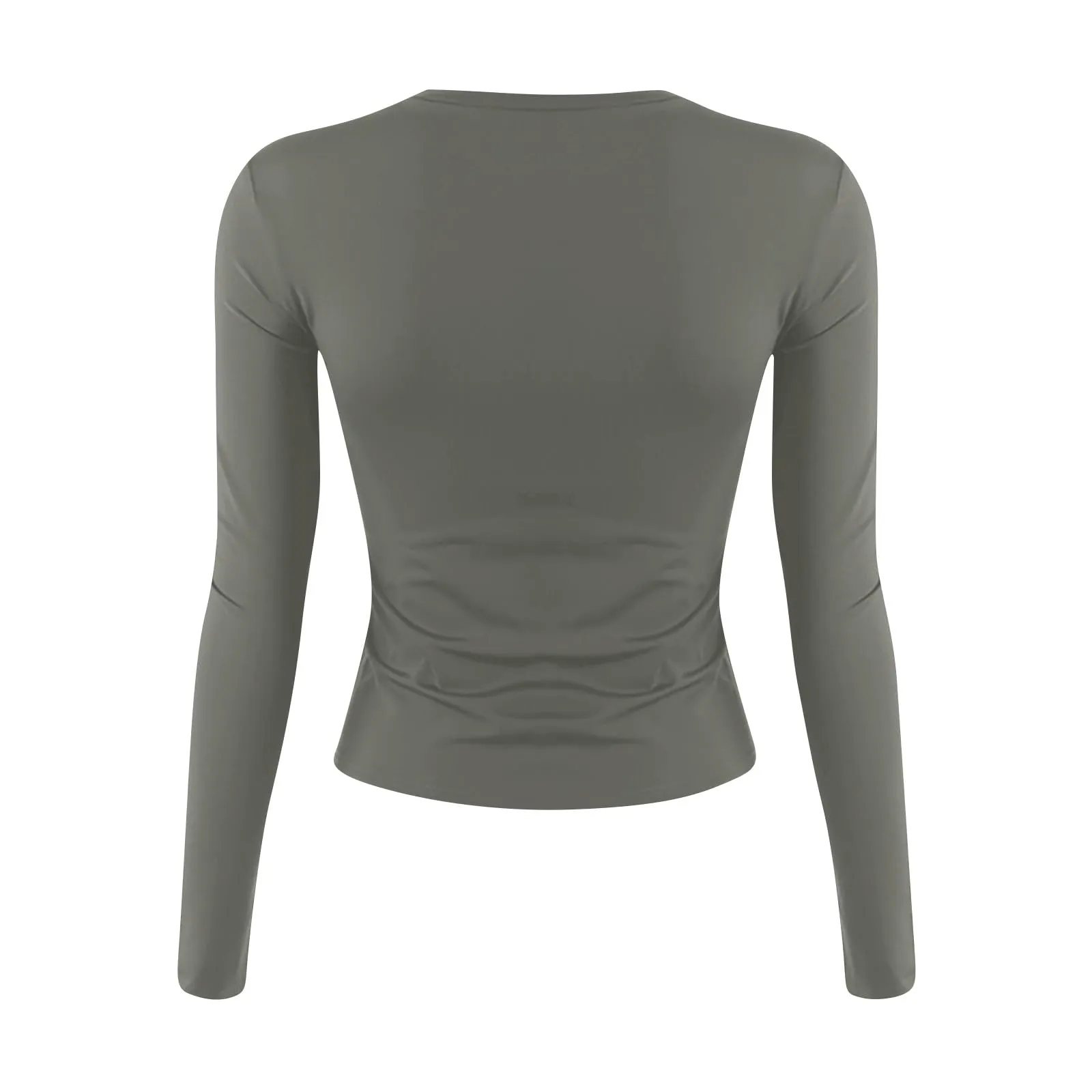 MOKBAY Crop Top Manica Lunga Slim Fit Tinta Unita Scollo a Barca Donna, Taglia M - immagine 5
