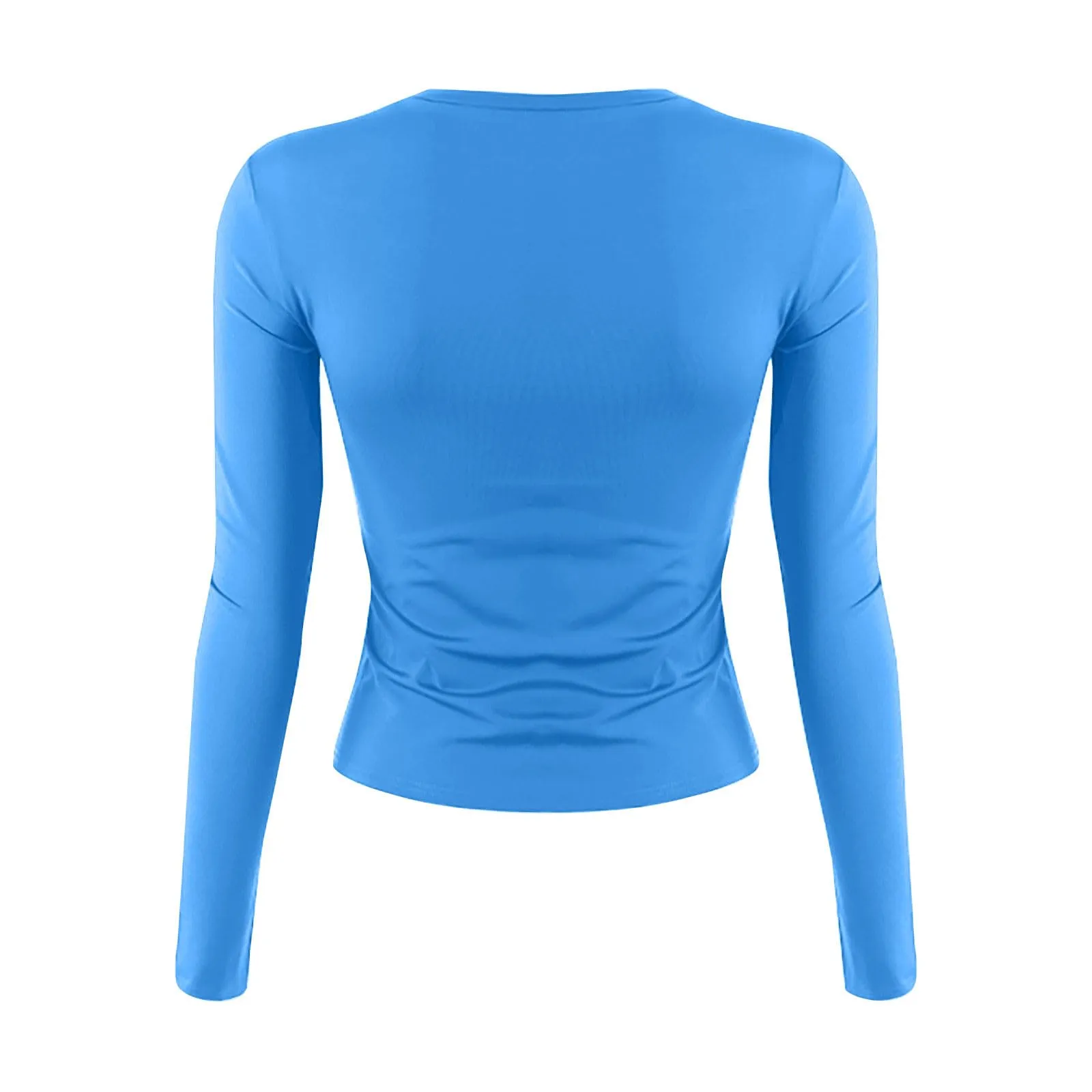 MOKBAY Maglia Donna in Cotone Manica Lunga Slim Fit Tinta Unita, L - immagine 5