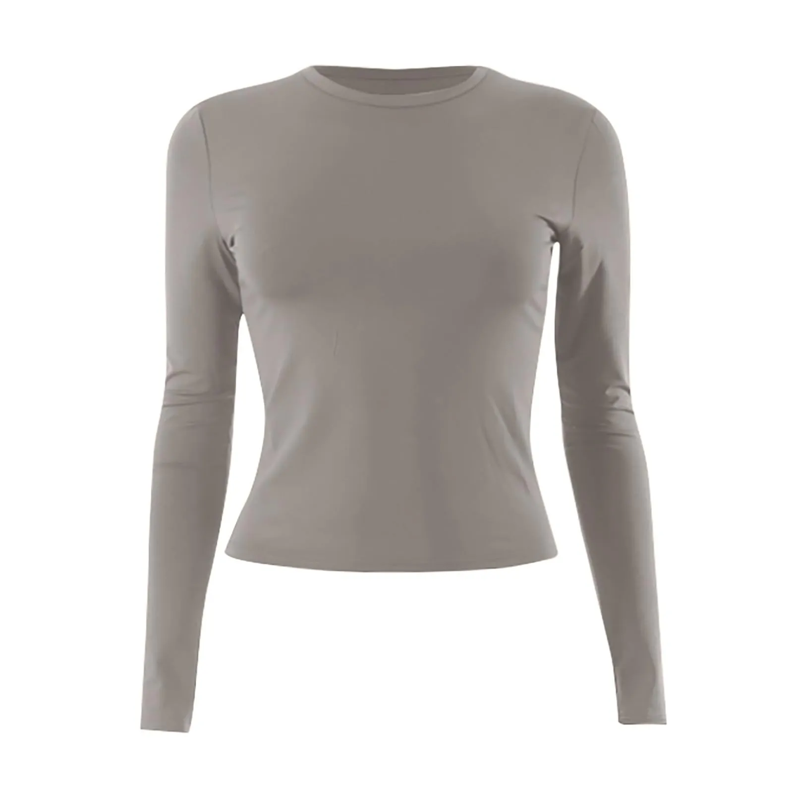 MOKBAY Maglietta Donna Manica Lunga in Cotone Slim Fit Tinta Unita Bianco XL - immagine 4