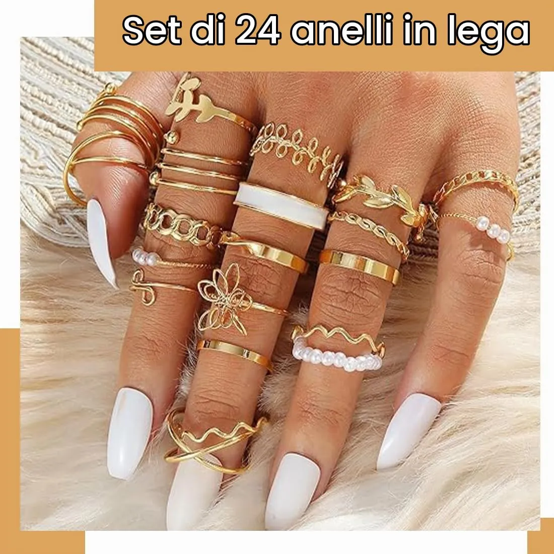 XUZOPIM Set di 21 Anelli Donna in Acciaio Inossidabile Vintage Retro Stackable Oro Giallo - immagine 2