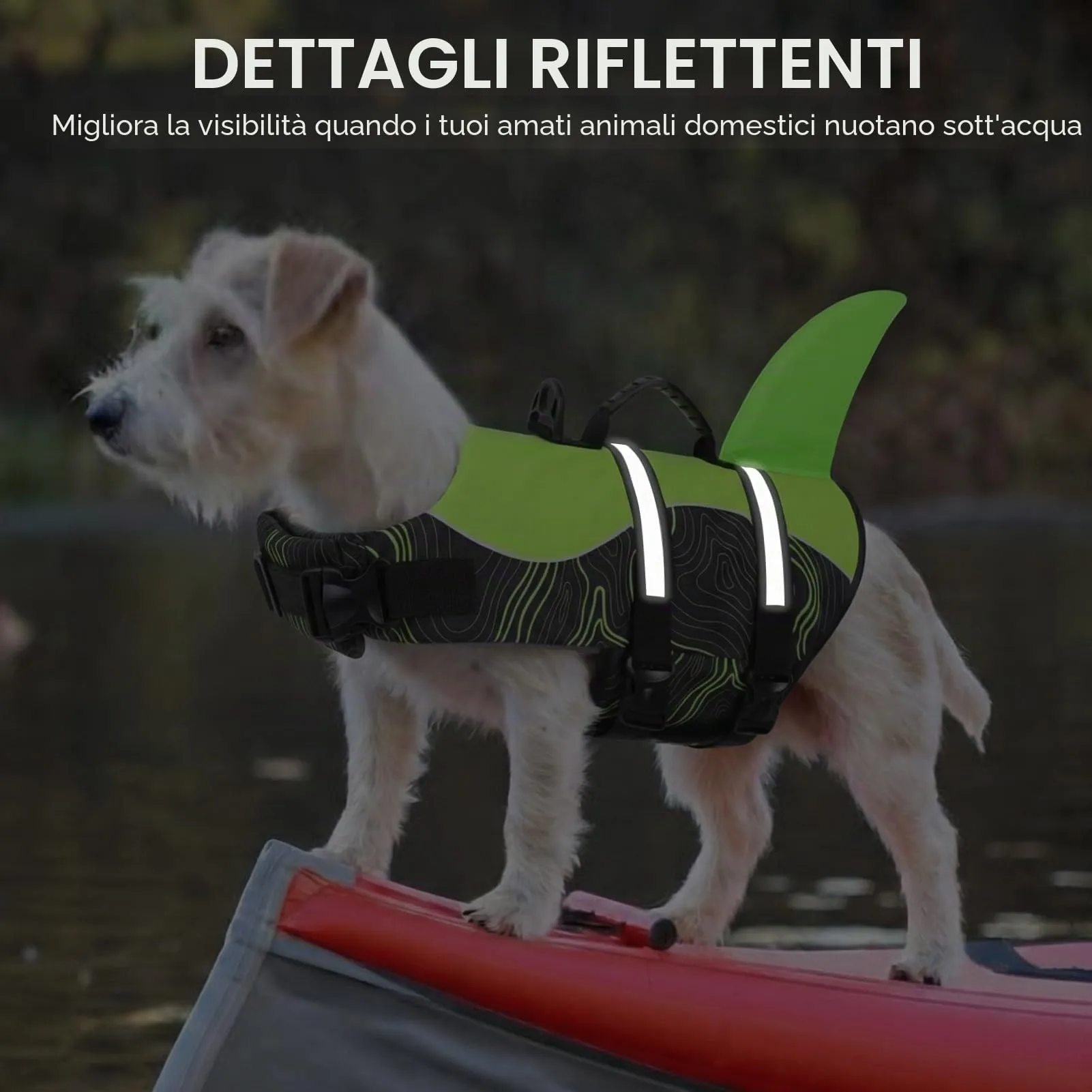 Queenmore Salvagente Per Cani Regolabile Ripstop, Greenblack, M - immagine 7
