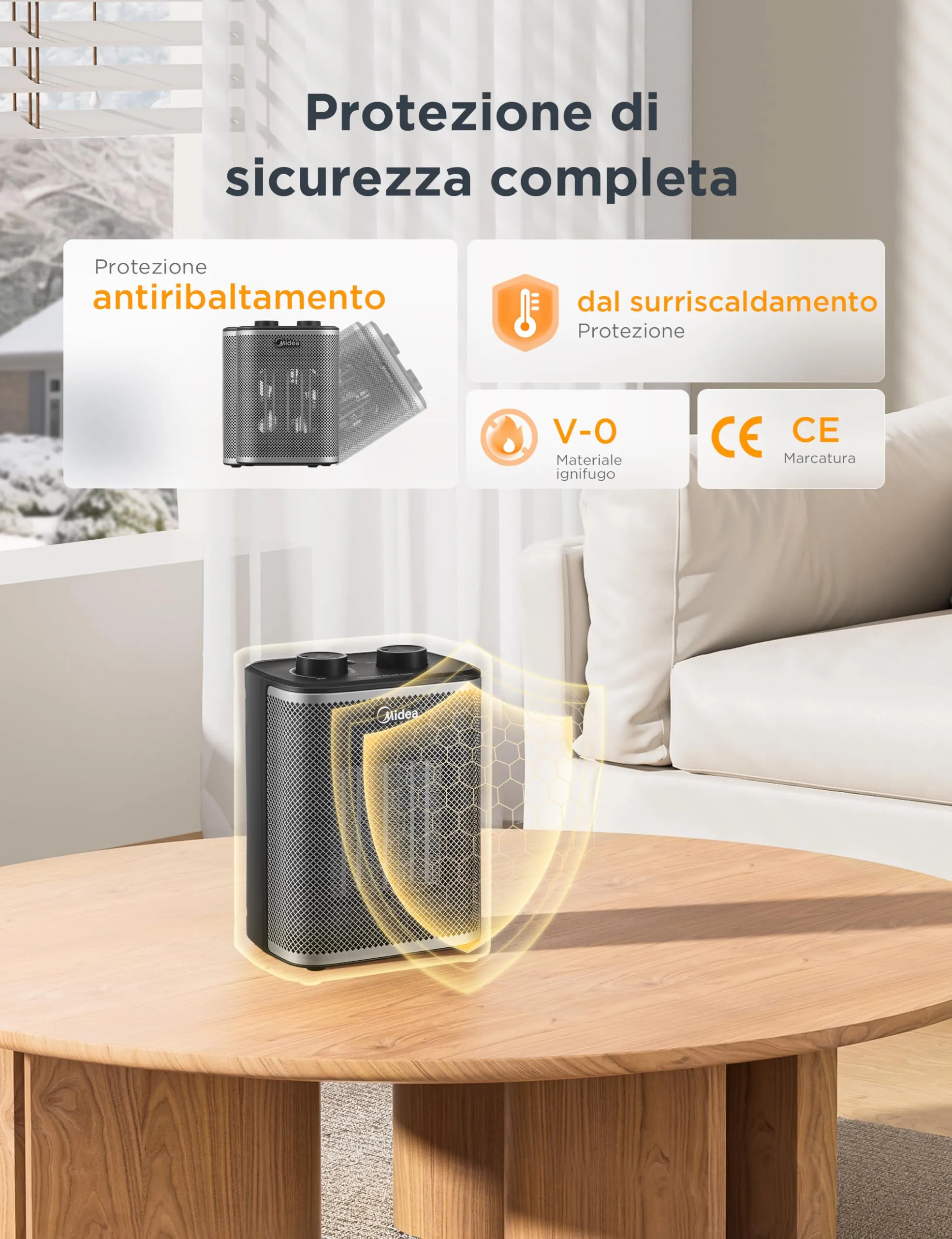 Midea Termoventilatore Ceramico 2000W PTC MHF2010MDK - immagine 8