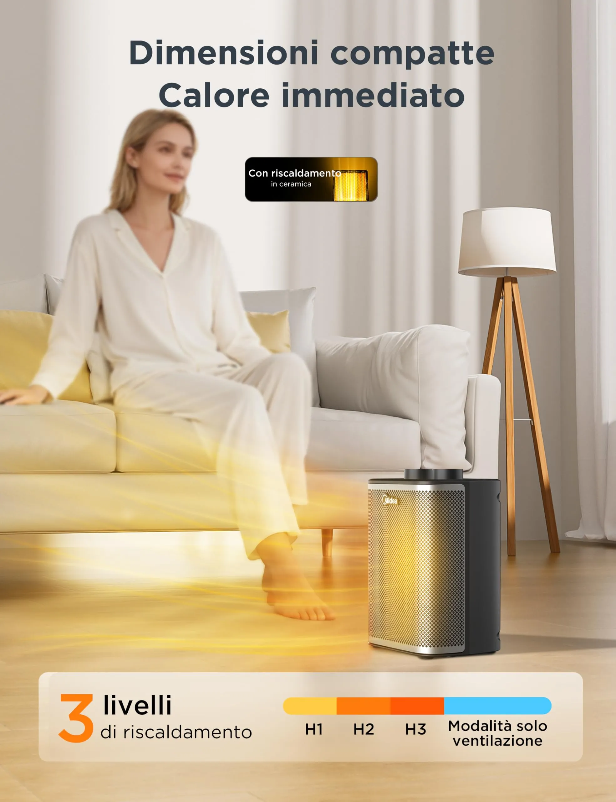 Midea Termoventilatore Ceramico 2000W PTC MHF2010MDK - immagine 9