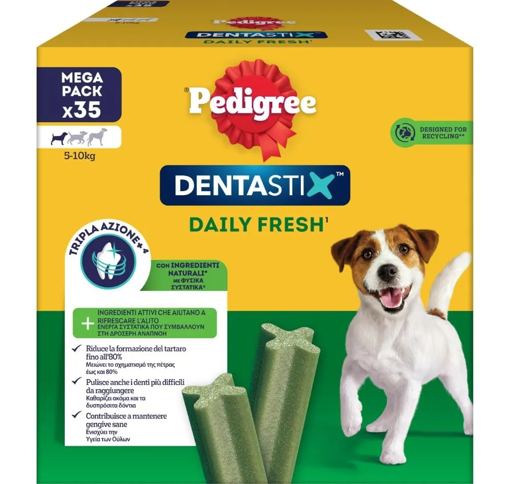Pedigree Dentastix Fresh Snack per l'Igiene Orale per Cani Piccoli (5-10 kg), 550 g, 140 Pezzi (4 Confezioni da 35) - immagine 2