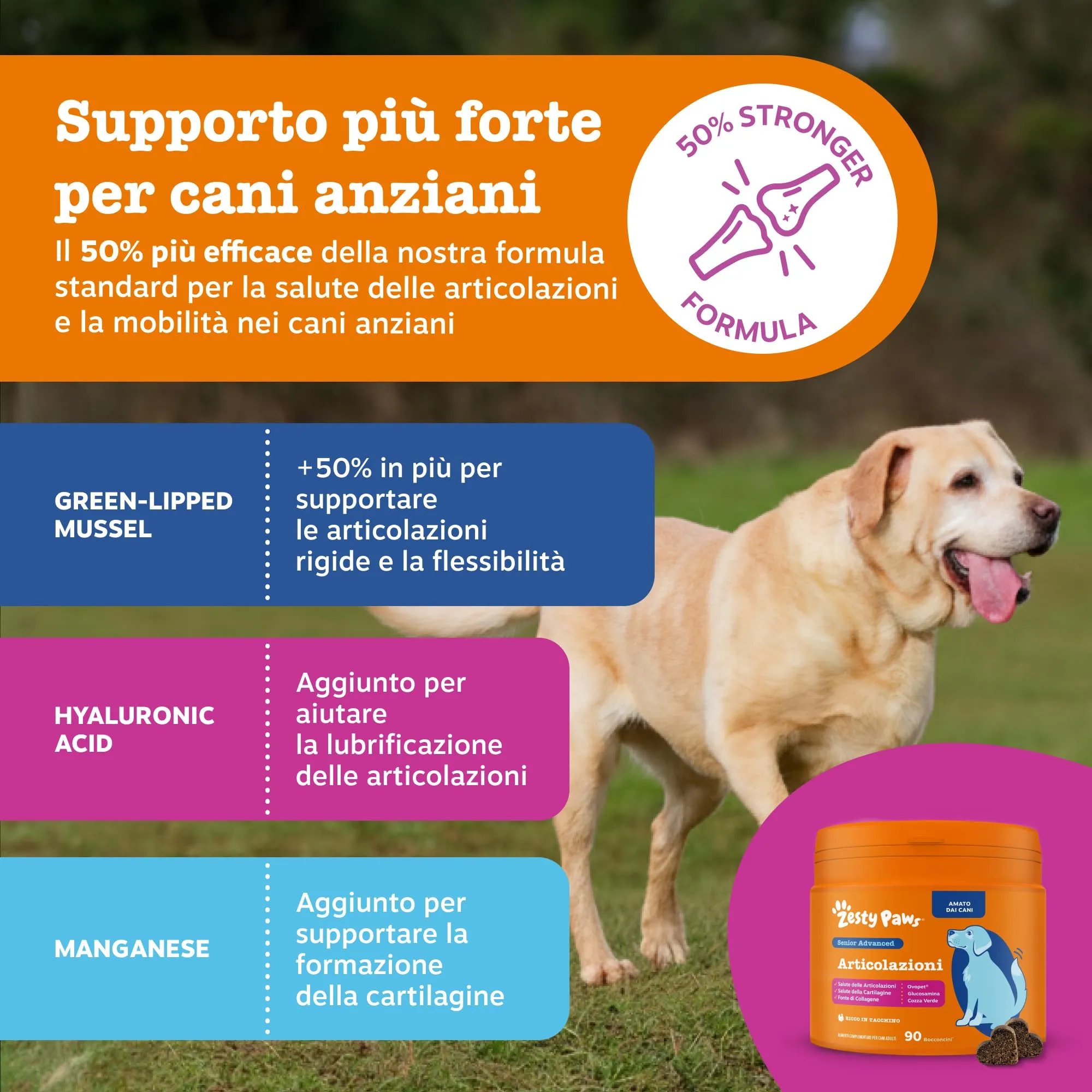 Zesty Paws Hip & Joint per Cani Anziani, Gusto Tacchino, 90 Bocconcini - immagine 6