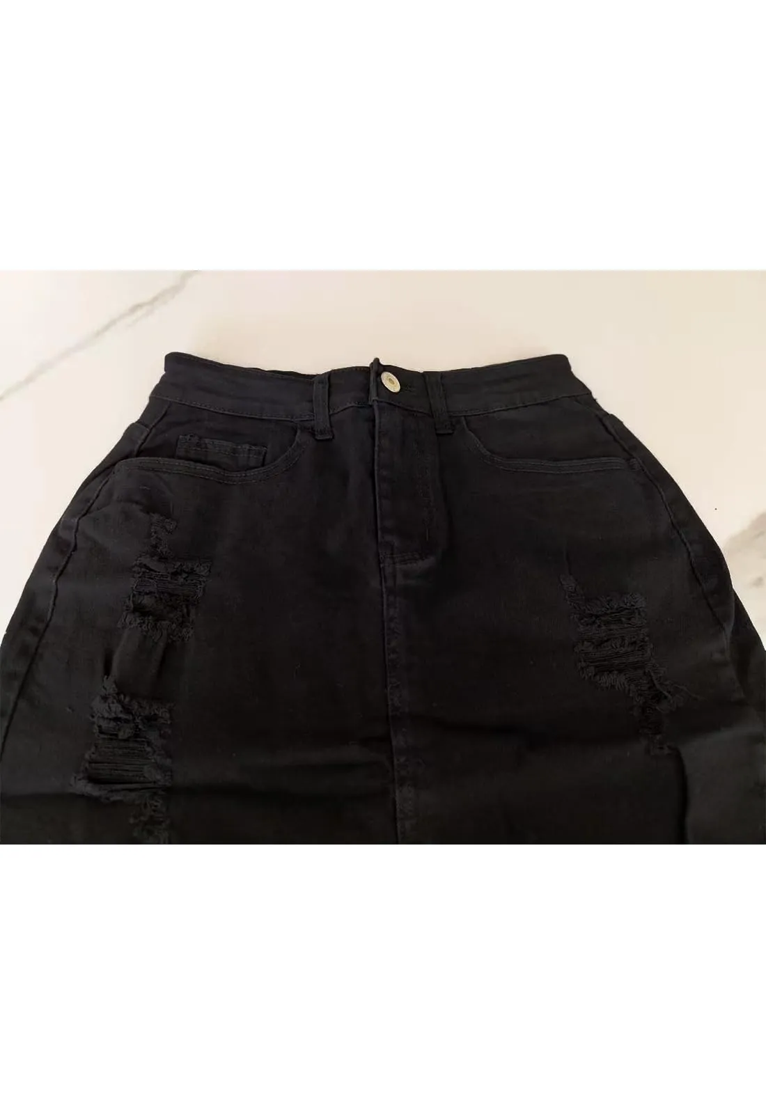 Alaster Queen Minigonna in Jeans da Donna Elasticizzata con Tasche, Nero, M - immagine 4