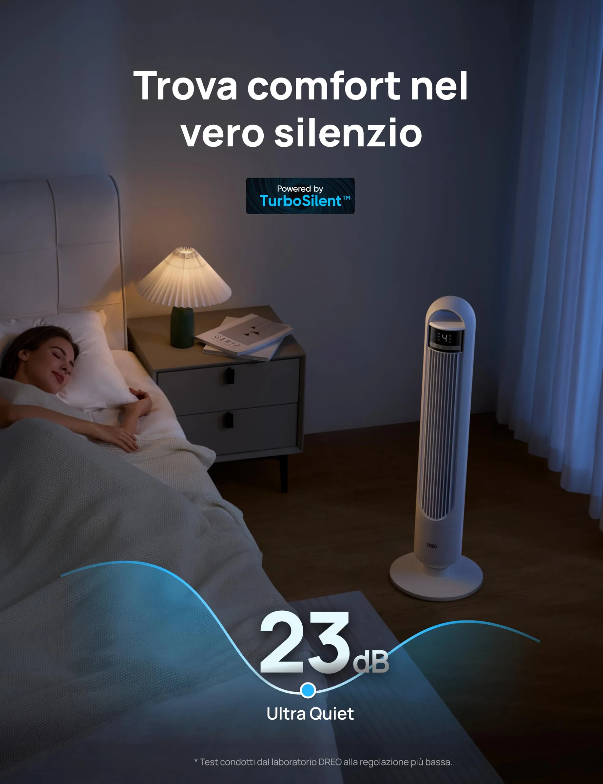 DREO Ventilatore a Torre DR-HTF017, 4 Velocità, 3 Modalità, Timer 8 Ore, Oscillazione 90°, Bianco - immagine 4