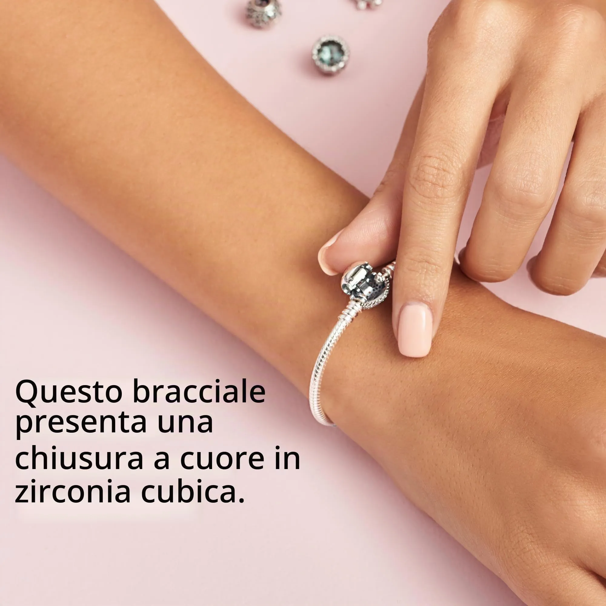 Pandora Icons Bracciale in argento con chiusura a forma di cuore e zirconi cubici, 20 - immagine 6
