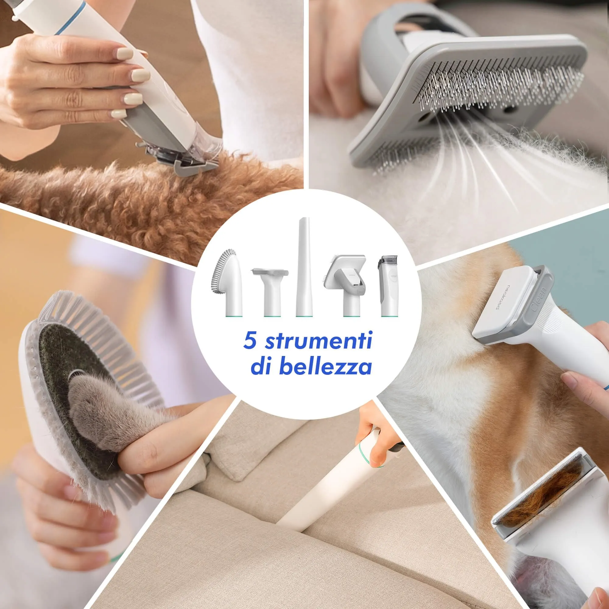 Neakasa P1 Pro Kit Toelettatura e Aspirazione per Animali Domestici, Tosatrice per Cani e Gatti (Bianco) - immagine 2