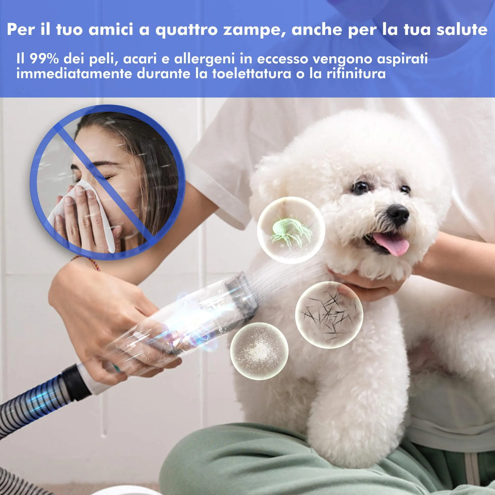Neakasa P1 Pro Kit Toelettatura e Aspirazione per Animali Domestici, Tosatrice per Cani e Gatti (Bianco) - immagine 5