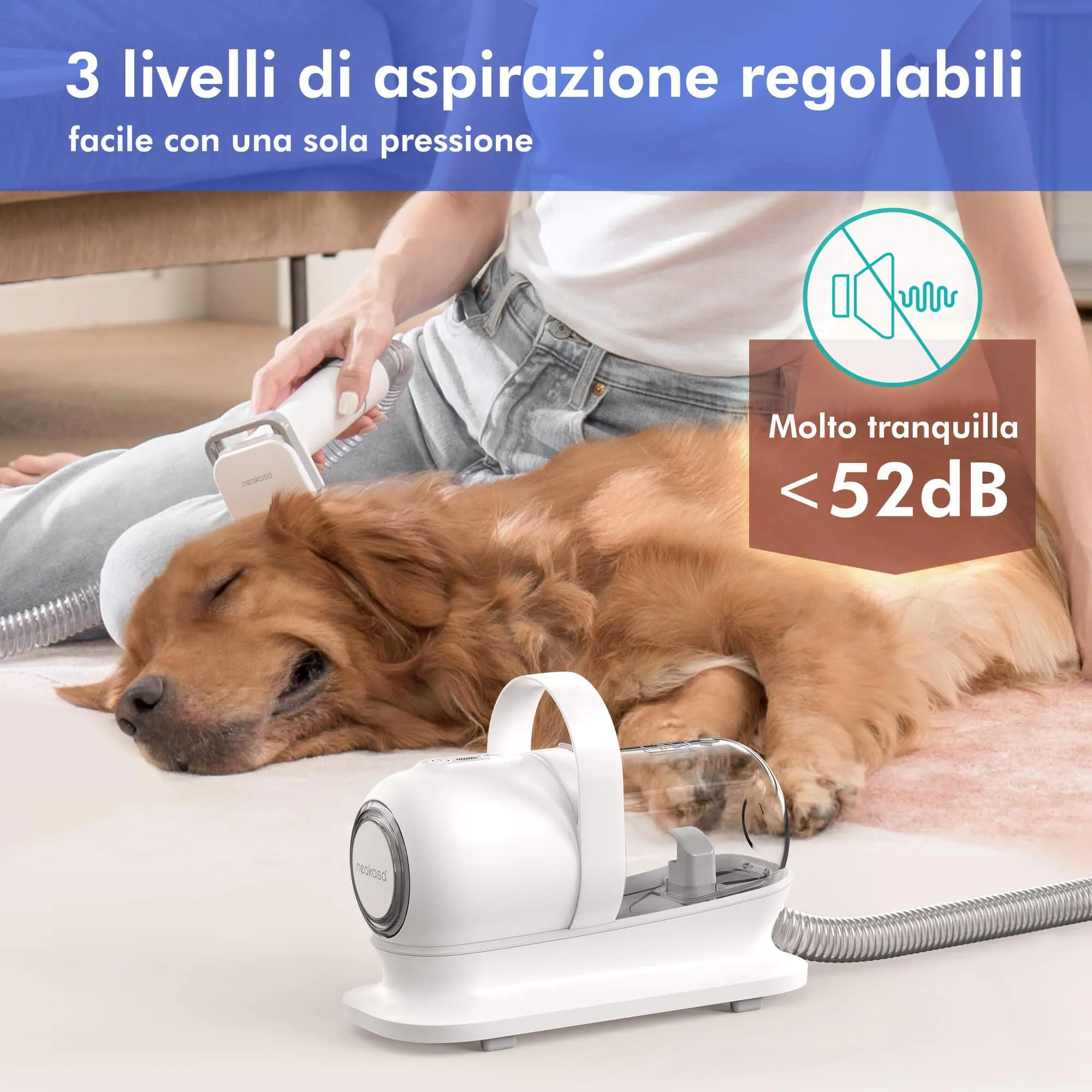 Neakasa P1 Pro Kit Toelettatura e Aspirazione per Animali Domestici, Tosatrice per Cani e Gatti (Bianco) - immagine 7
