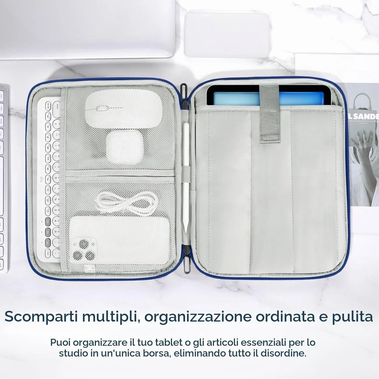 Dadanism Borsa Imbottita per Tablet 9-11 Pollici, Denim - immagine 4