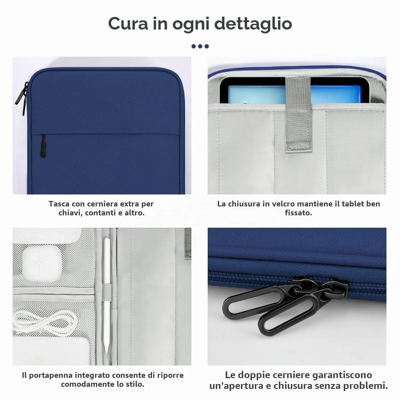 Dadanism Borsa Imbottita per Tablet 9-11 Pollici, Denim - immagine 5