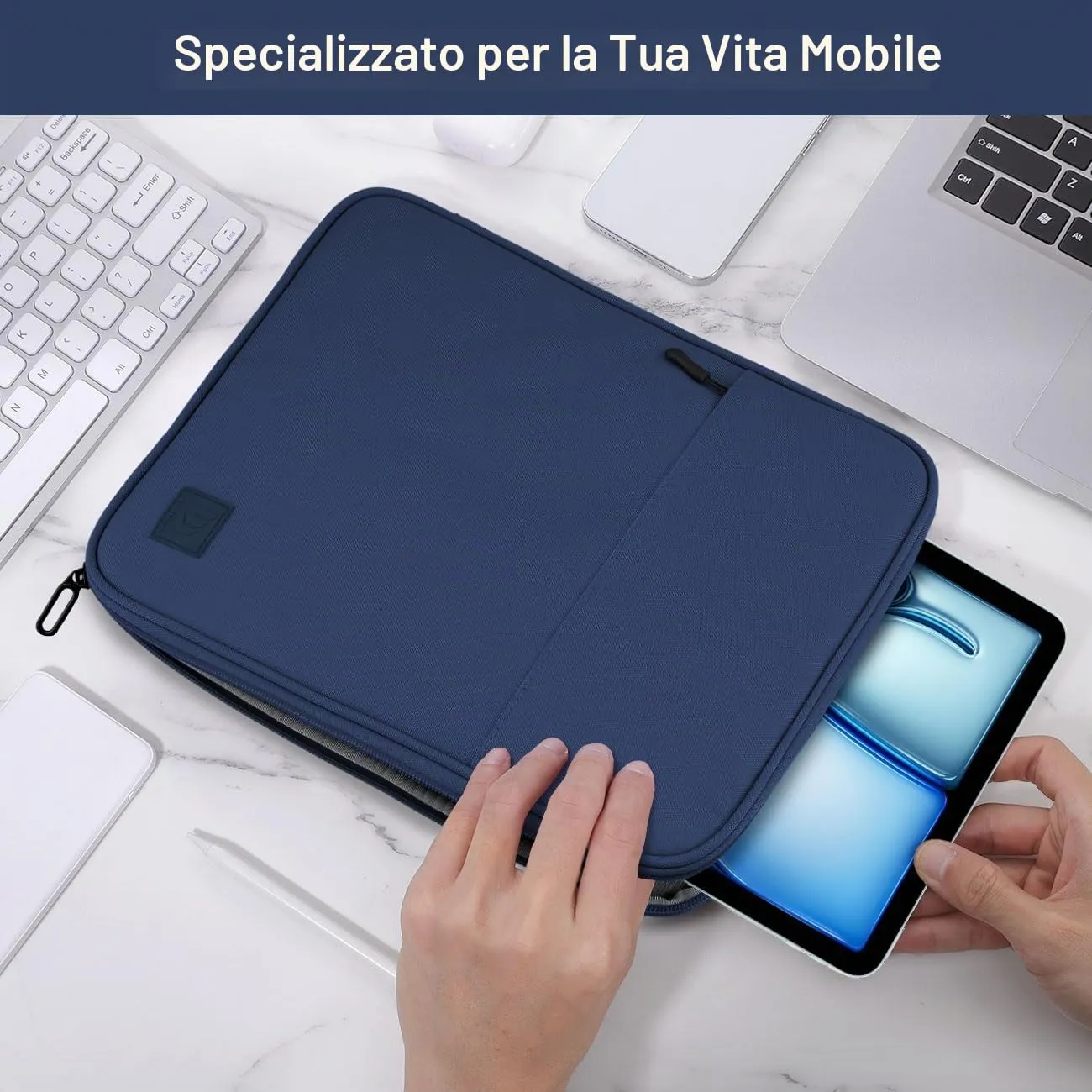 Dadanism Borsa Imbottita per Tablet 9-11 Pollici, Denim - immagine 6